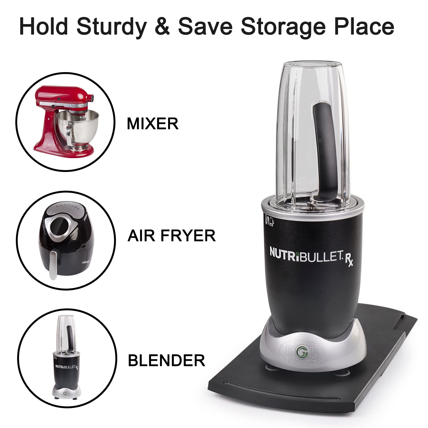 2 Pack Sliding Tray for Kitchen Appliances - Compatible with Coffee Makers, KitchenAid Mixers, Blenders, Air Fryers & Juicers - Countertop Organizer with Rolling Wheels | Perfect for Small Kitchen Spaces & Appliance Storage