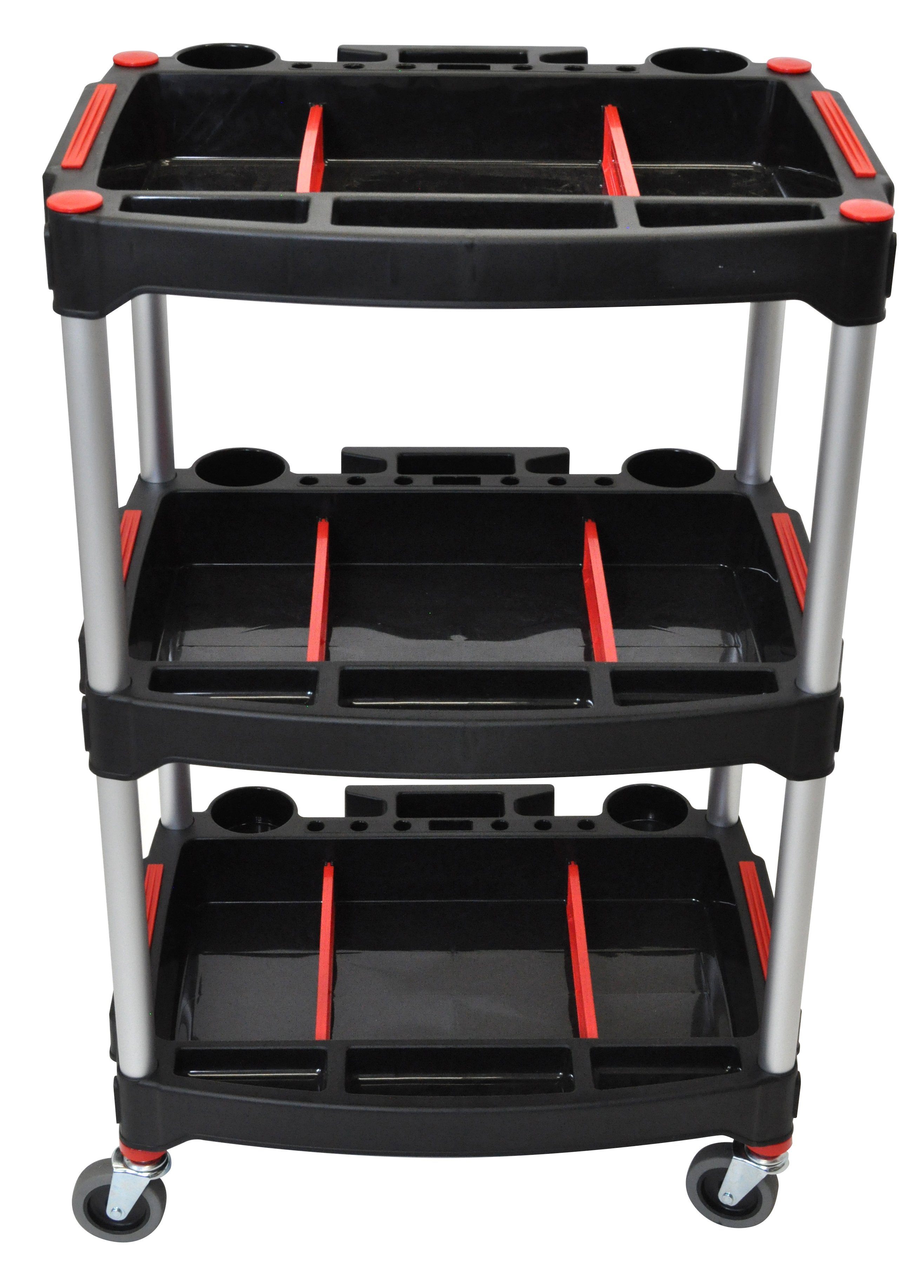 Luxor 3-Shelf Rolling Tool Cart with Locking Wheels - Heavy Duty Metal Utility Cart for Garage, Workshop, and Automotive Repair - Perfect for Organizing Tools and Equipment