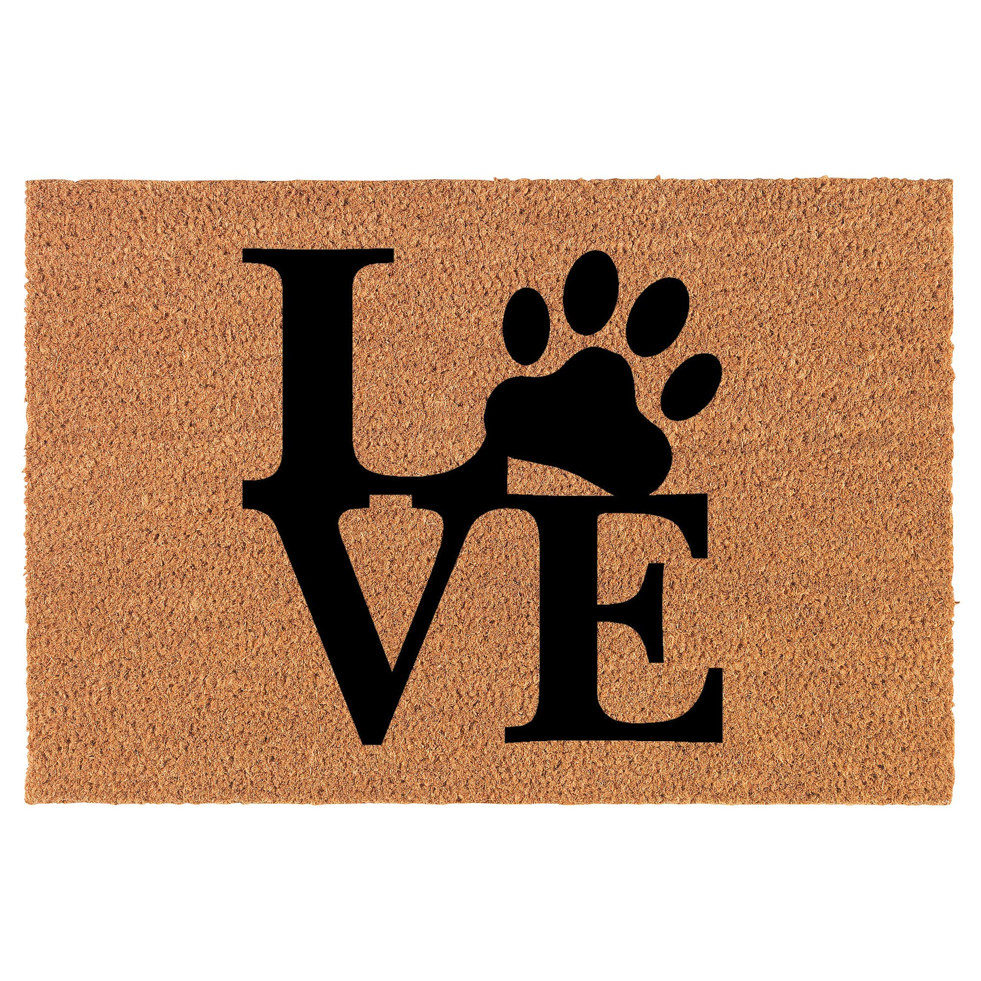 Premium Coir Doormat for Front Door - Natural Fiber Welcome Mat with Paw Print Design - 30