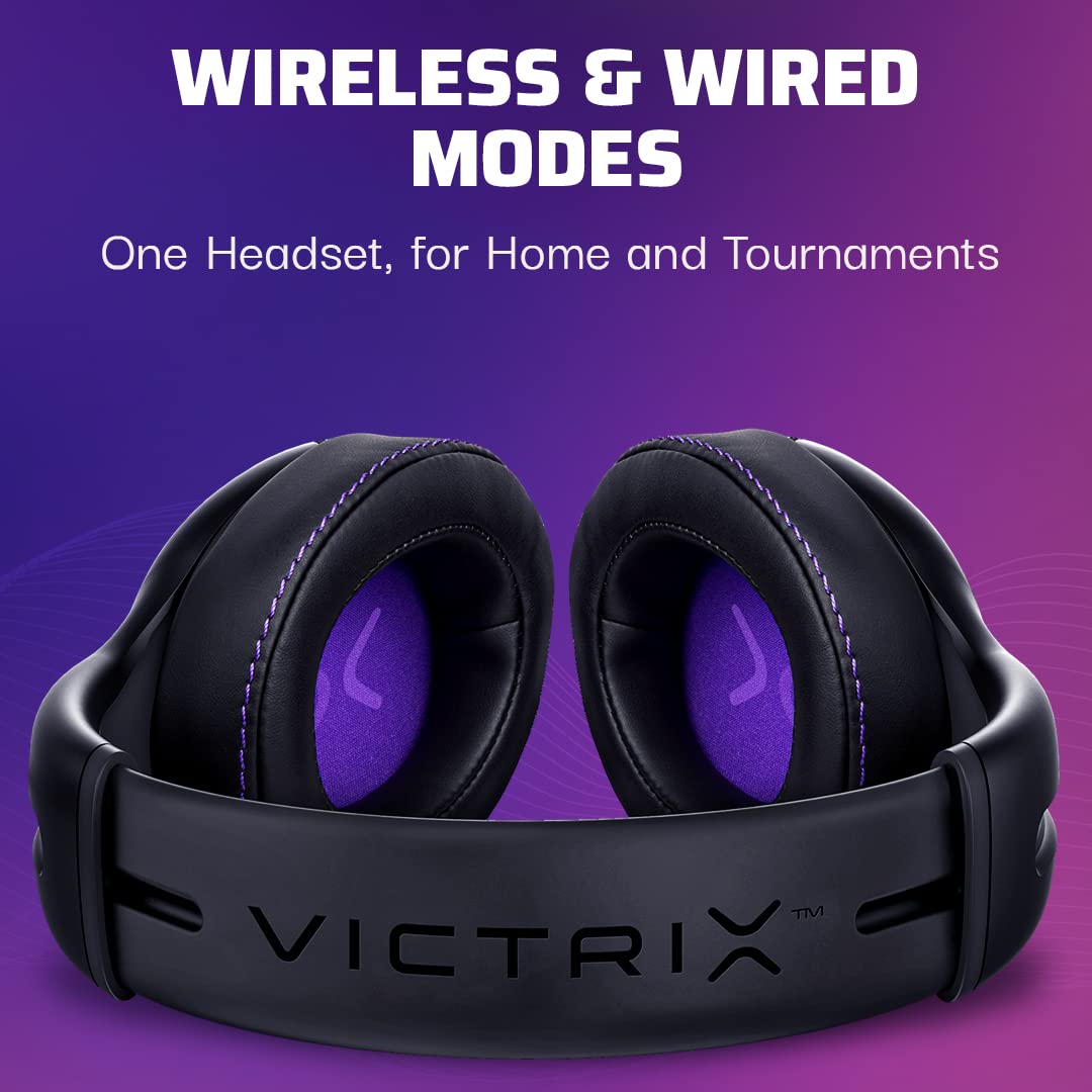 Victrix Gambit Black Wireless & Wired Gaming Headset with Noise-Cancelling Mic for PS4/PS5 - Pro Audio, Comfortable Over-Ear Design - Perfect for Esports, Streaming & Competitive Gaming