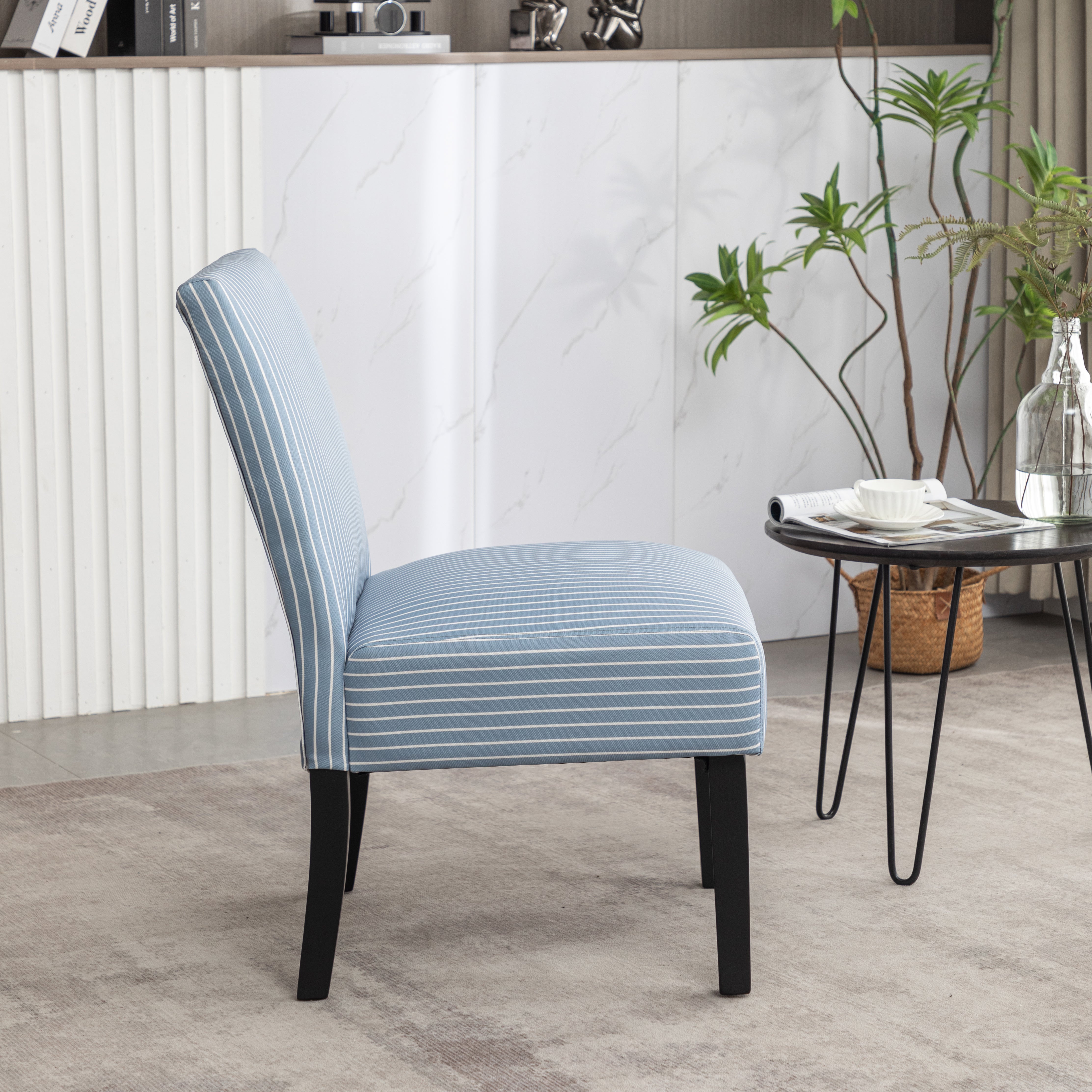 Roundhill Furniture Botticelli Fabric Armless Contemporary Accent Chair - Modern Living Room Seating for Home Office, Lounge & Reading Nook