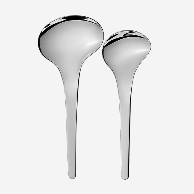 Georg Jensen Bloom Serving Spoon Set of 2 - Premium Stainless Steel Silverware for Elegant Dining & Entertaining - Perfect for Dinner Parties, Weddings & Special Occasions