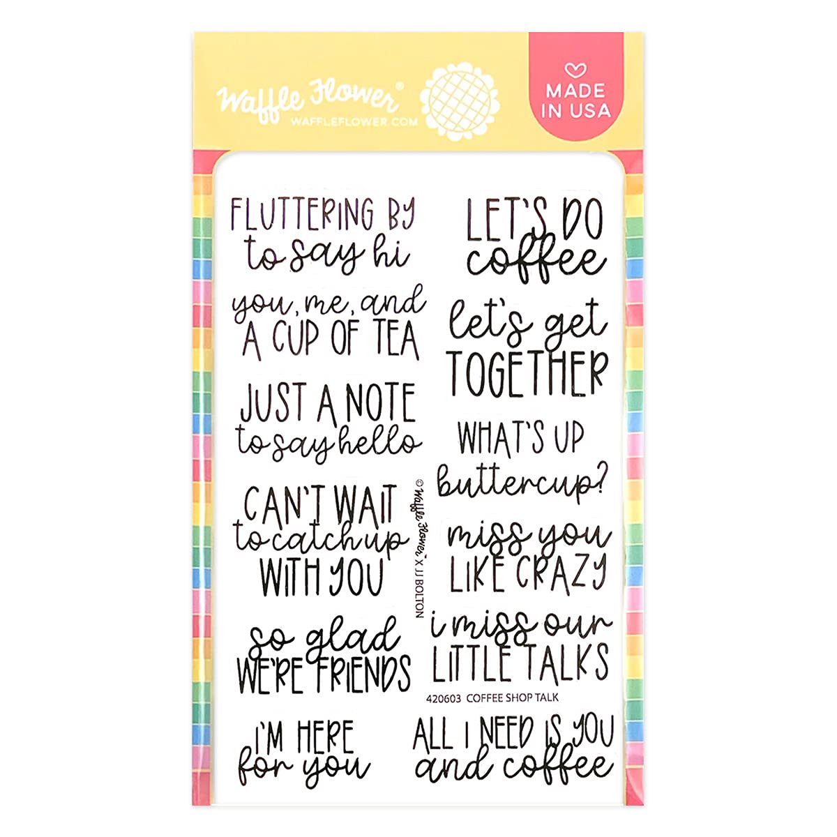 Waffle Flower Coffee Shop Talk Stamp Set - Handmade Card Stamps for DIY Greeting Cards by JJ Bolton | Perfect for Coffee Lovers, Scrapbooking & Friendship Card Making