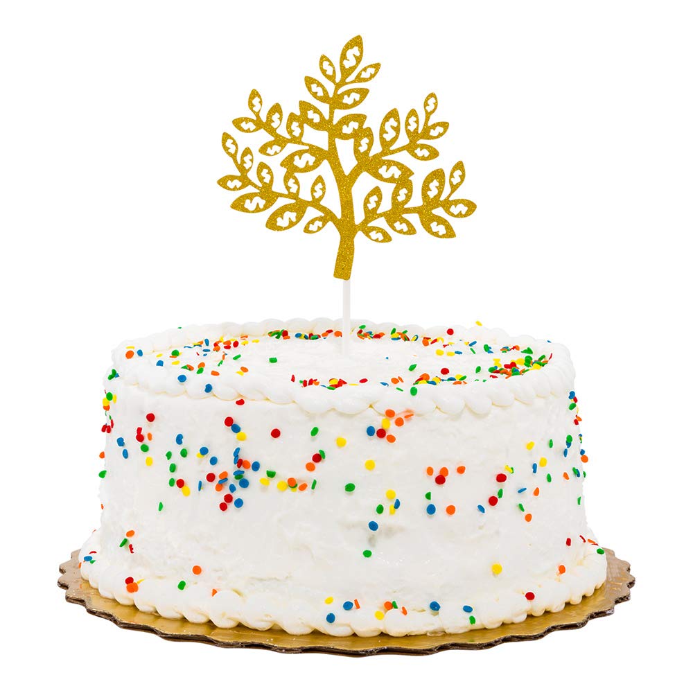 Restaurantware 7 X 4.5 Inch Gold Glitter Money Tree Cake Toppers - Set of 10 Durable Cake Topper Inserts for Birthday, Baby Shower & Wedding Decorations | Perfect for Party Desserts, Celebration Cakes and Special Event Decor