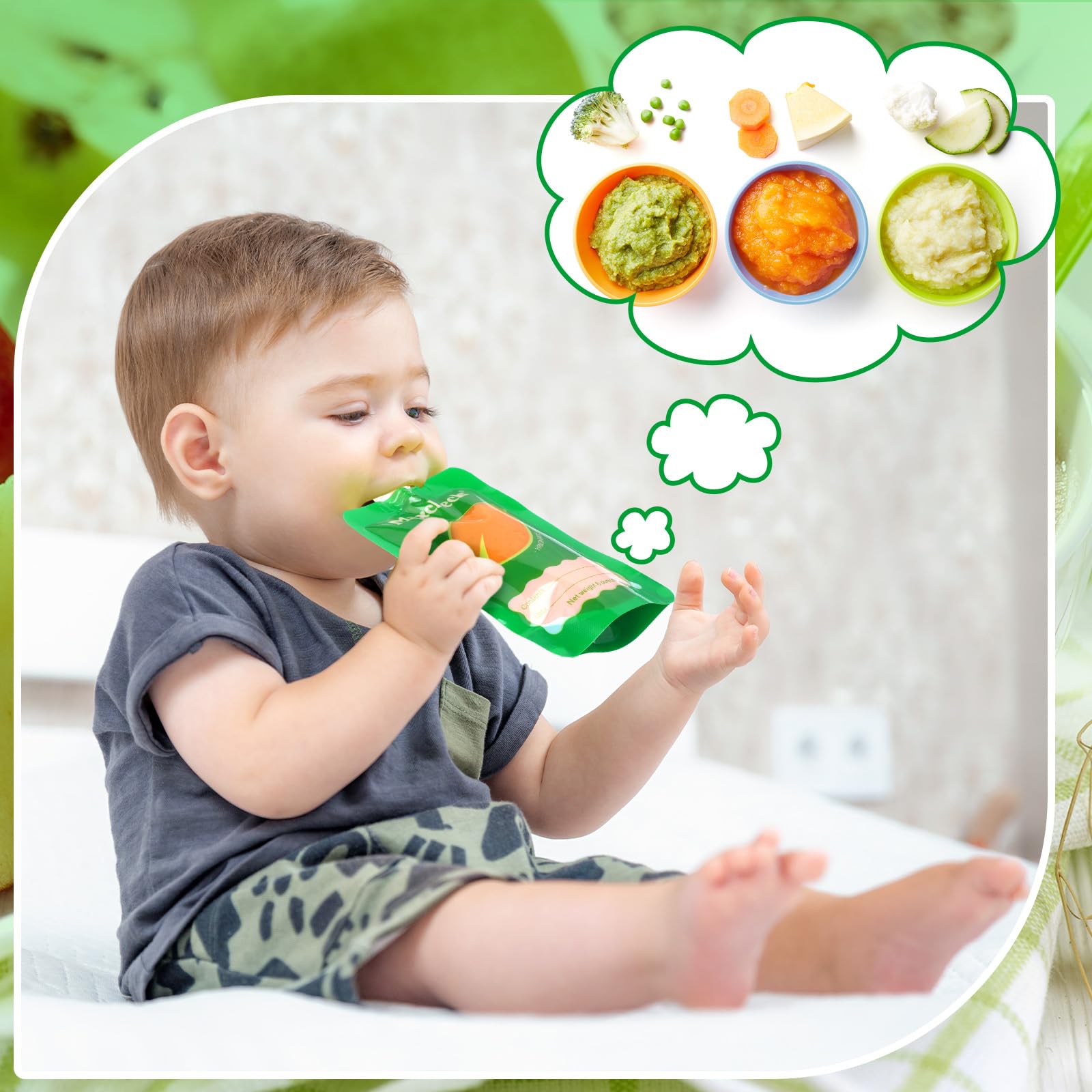 Maxcheck 28-Piece Reusable Baby Food Pouch Set with 25 Portable Fruit Puree Storage Bags, Food Maker, Pen & Brush - Ideal for Homemade Baby Purees, Toddler Snacks & On-the-Go Feeding