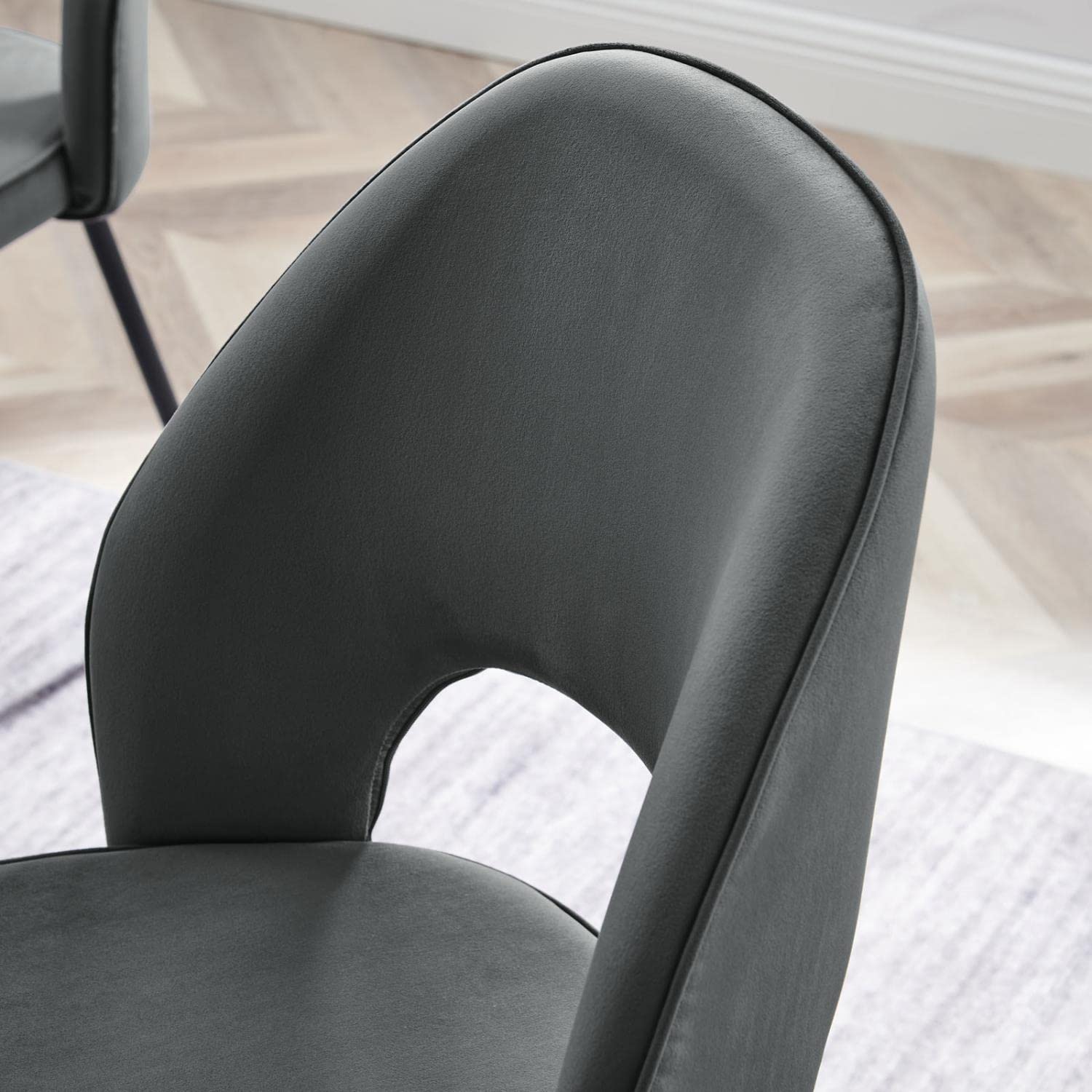 Modway Nico Performance Velvet Dining Chairs Set of 2 - Modern Black Gray Upholstered Chairs for Kitchen, Dining Room & Home Decor - Comfortable & Stylish Seating for Dinner Parties & Everyday Use