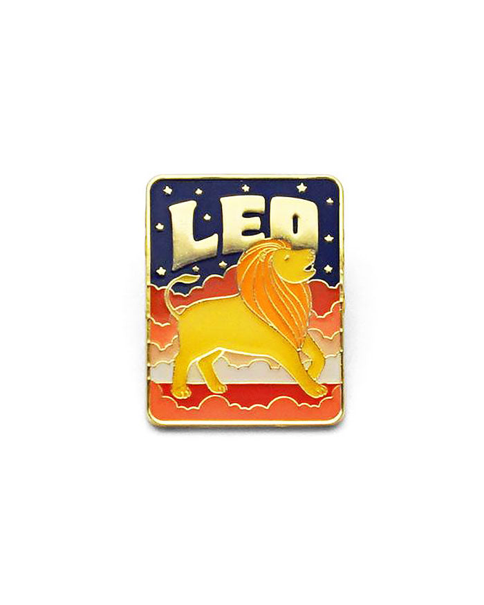 Leo Zodiac Pin - Gold Zodiac Sign Brooch for Women & Men - Perfect for Lapel, Jacket, Scarf & Gift Giving