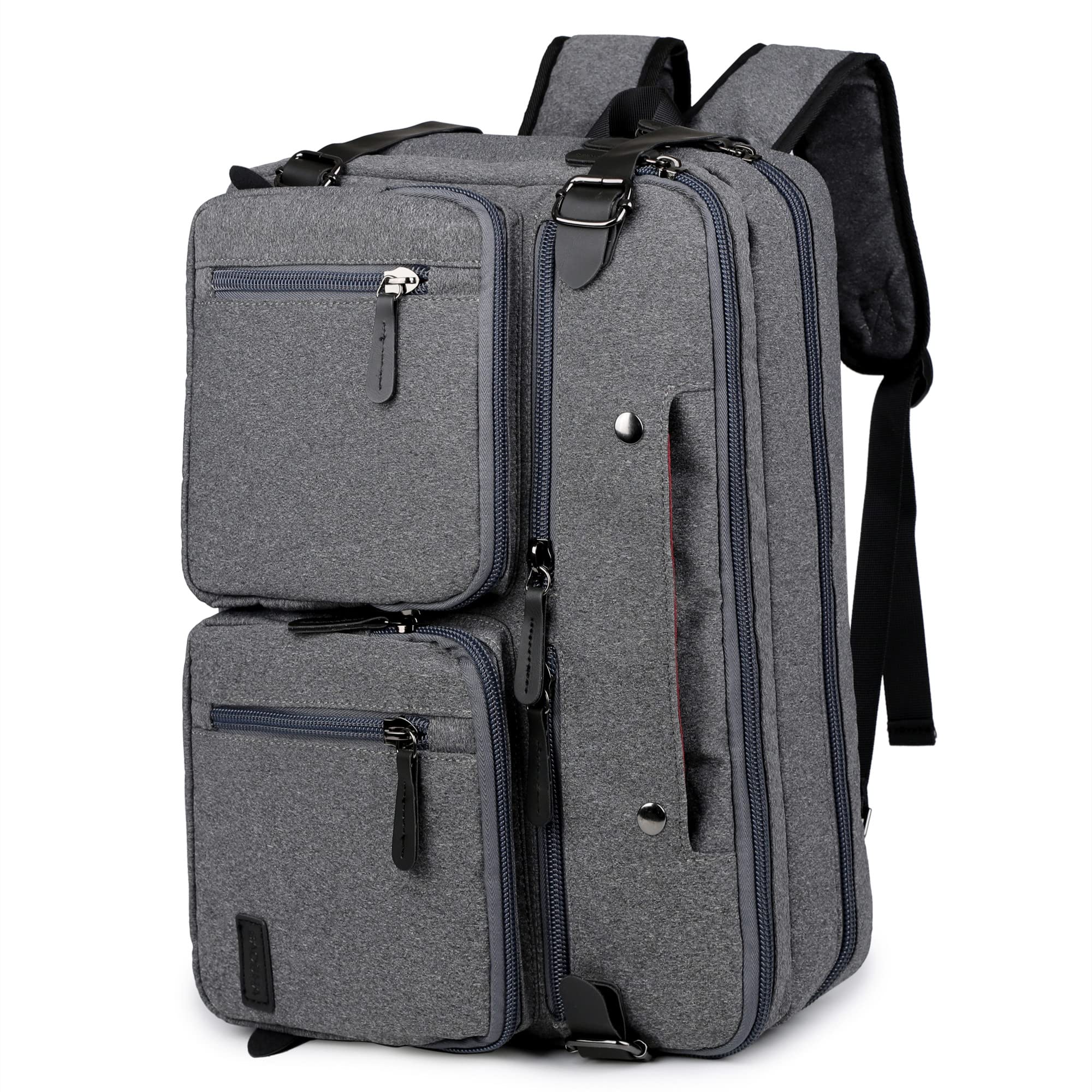 17 Inch Convertible Laptop Backpack Briefcase Hybrid for Men - Waterproof Teacher Bag, College Backpack & Travel Laptop Bag (Light Grey) - Perfect for Work, School & Business Trips