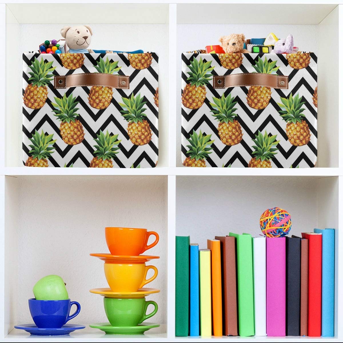 Pineapple Print Large Collapsible Storage Basket Bin - 15
