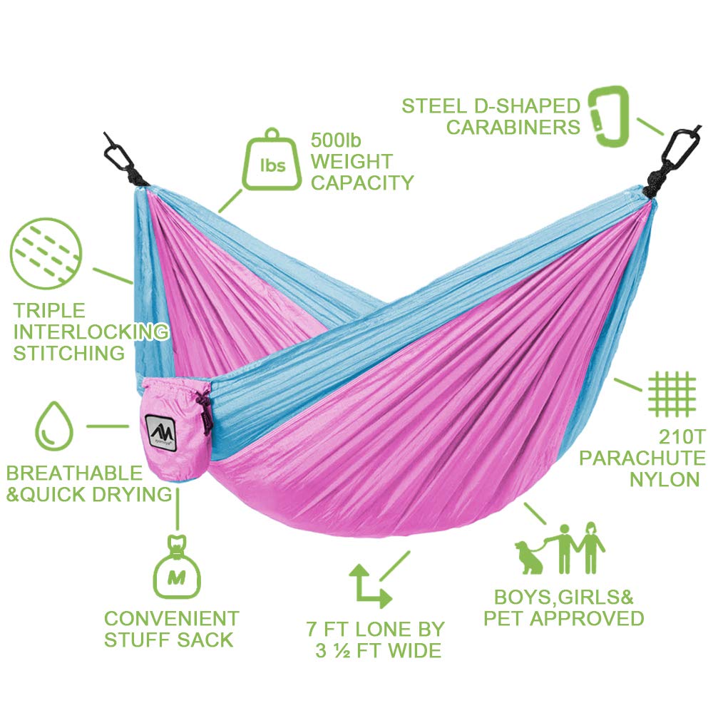 **Ayamaya Kids Camping Hammock - Ultralight Portable Hammock for Children, Girls & Boys - Includes Tree Straps & Carabiners - Perfect for Indoor, Outdoor, Backyard & Camping Adventures**