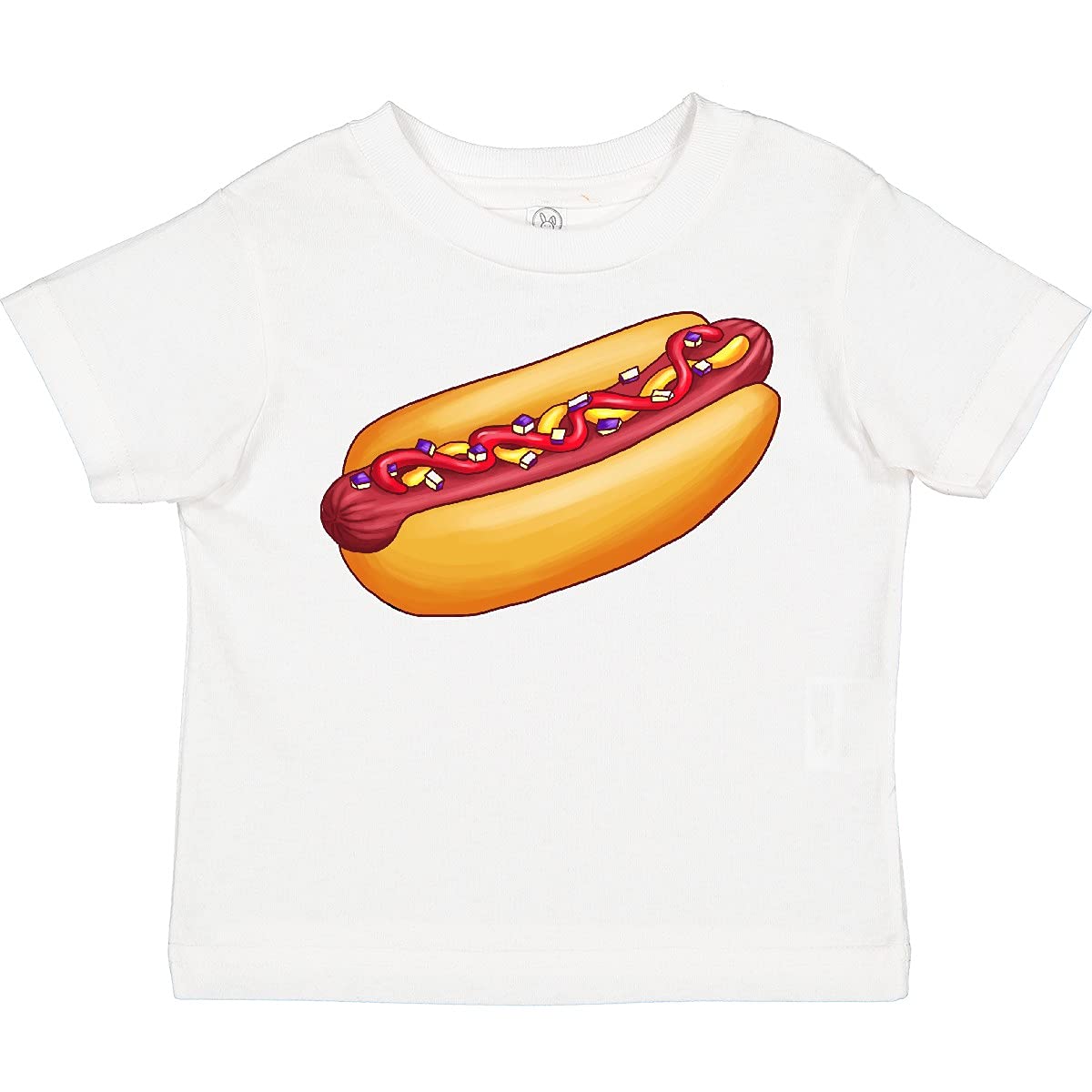 Inktastic Hot Dog Illustration Toddler T-Shirt - Cute Mustard Onions Ketchup Print Kids Tee for Boys & Girls | Perfect for Birthday Parties, Family BBQ Events & Casual Wear