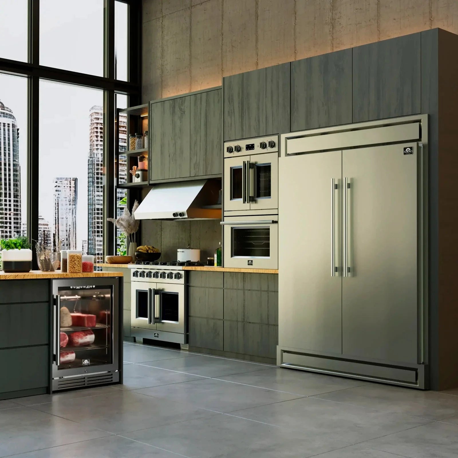 Forno Gallico 30 Inch Electric French Door Double Oven with Convection - Stainless Steel FBOEL1388 for Baking, Roasting & Entertaining