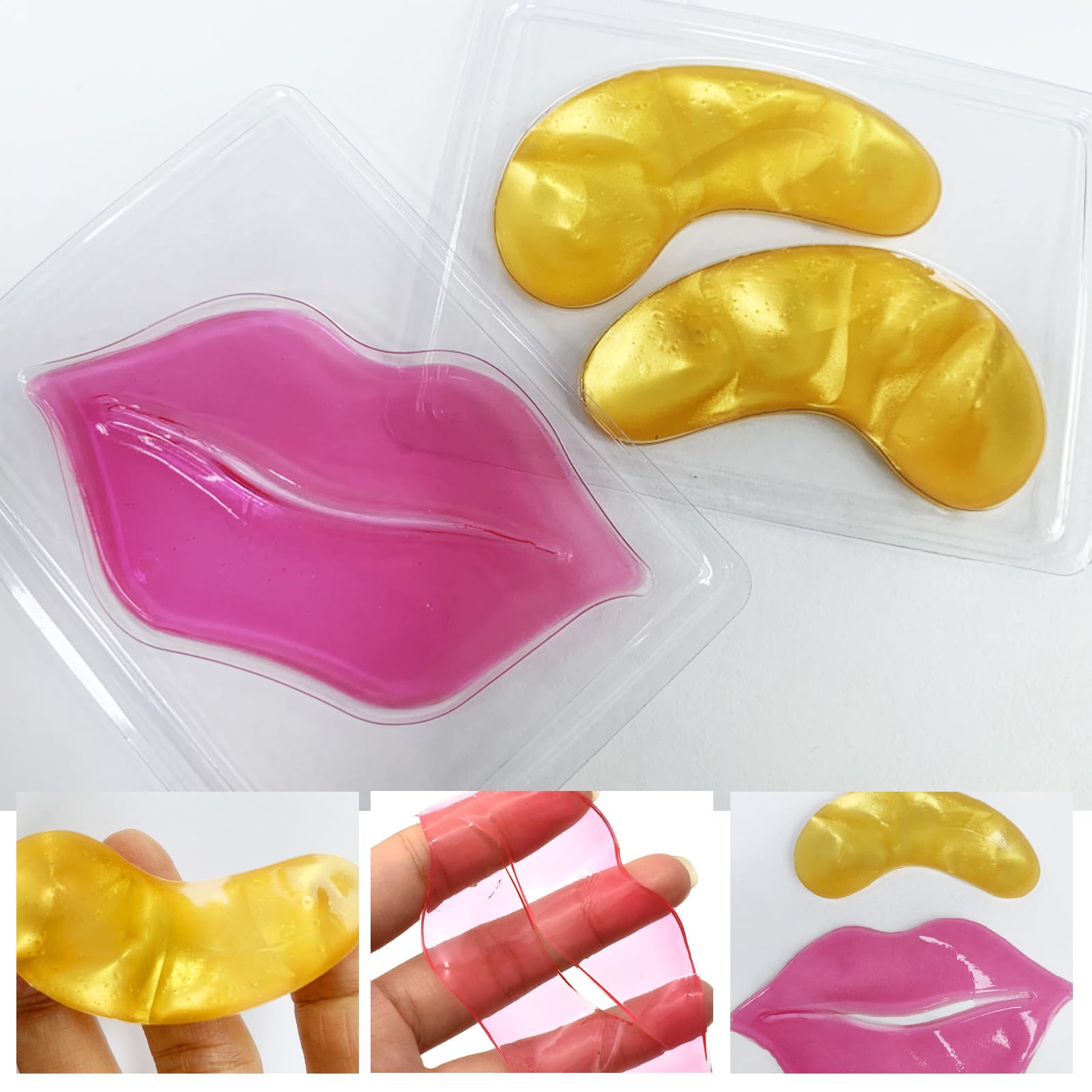15 Pairs Collagen Eye Masks & 15 Moisturizing Lip Masks Set - Anti-Wrinkle Under Eye Patches & Hydrating Lip Pads for Dark Circles, Fine Lines & Dry Lips - Perfect for Night Skincare Routine & Travel Essentials