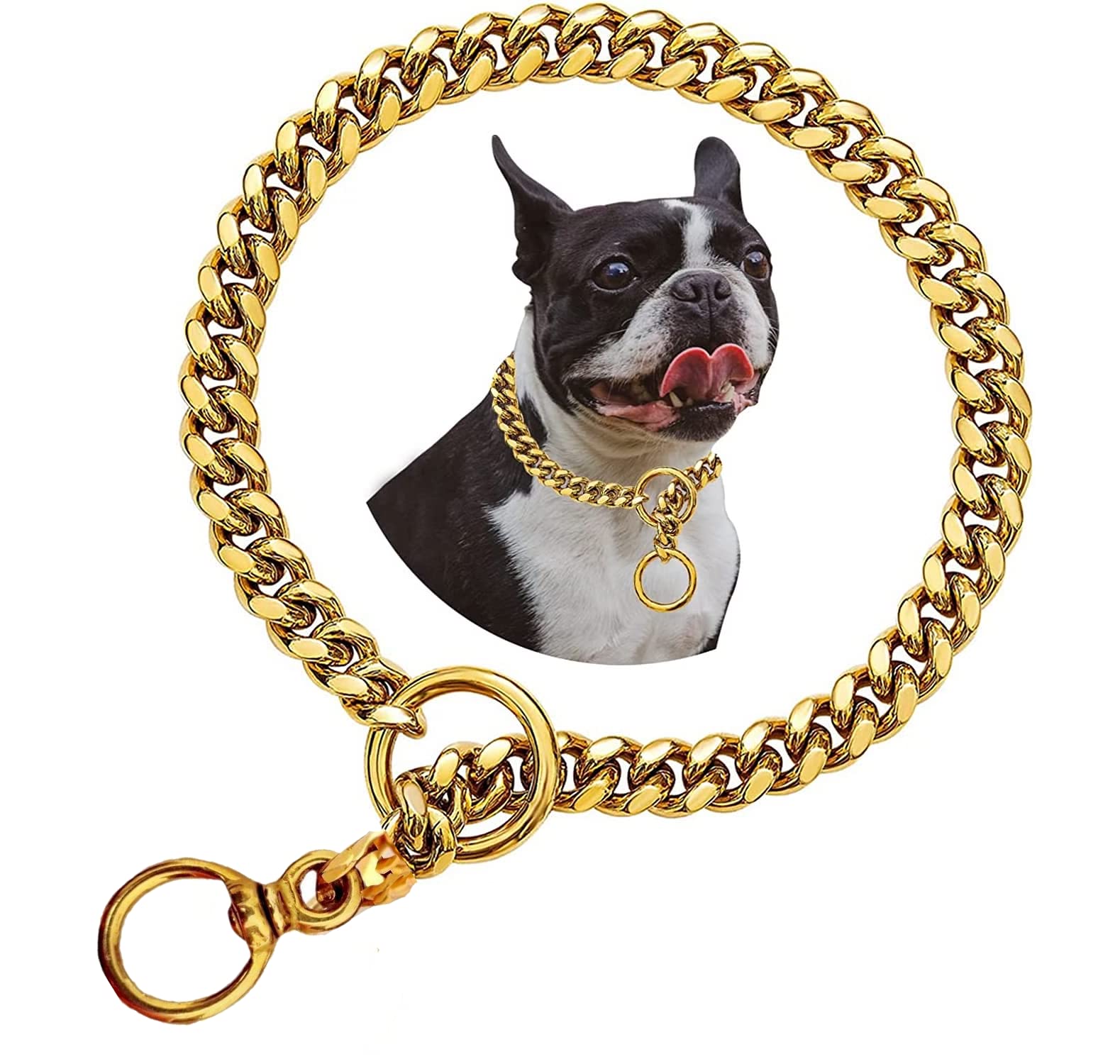 Premium Heavy Duty 5mm Brass Diamond Cut Gold Dog Choke Chain Collar - X-Large 24 Inch Training & Show Swivel Collar for Strong Dogs - Perfect for Obedience Training, Dog Shows & Daily Walks