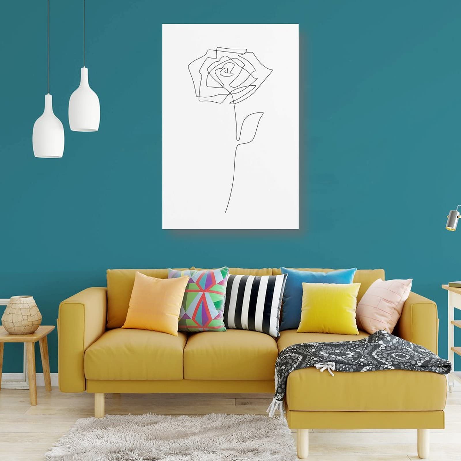 Minimalist One-Line Rose Art Print - Elegant Line Drawing Poster for Modern Home Decor, Bedroom & Office Wall Art - 12x18 Inches (30x45cm) Canvas Painting - Perfect Gift for Housewarming, Wedding & Aesthetic Room Decor