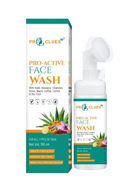 Proclues Refreshing & Deep Cleansing Pro-Active Face Wash with Herbal Extracts - Fights Pimples, Brightens Skin, Reduces Dark Spots & Improves Texture (150ml) | Gentle Daily Cleanser for Oily, Acne-Prone & Sensitive Skin