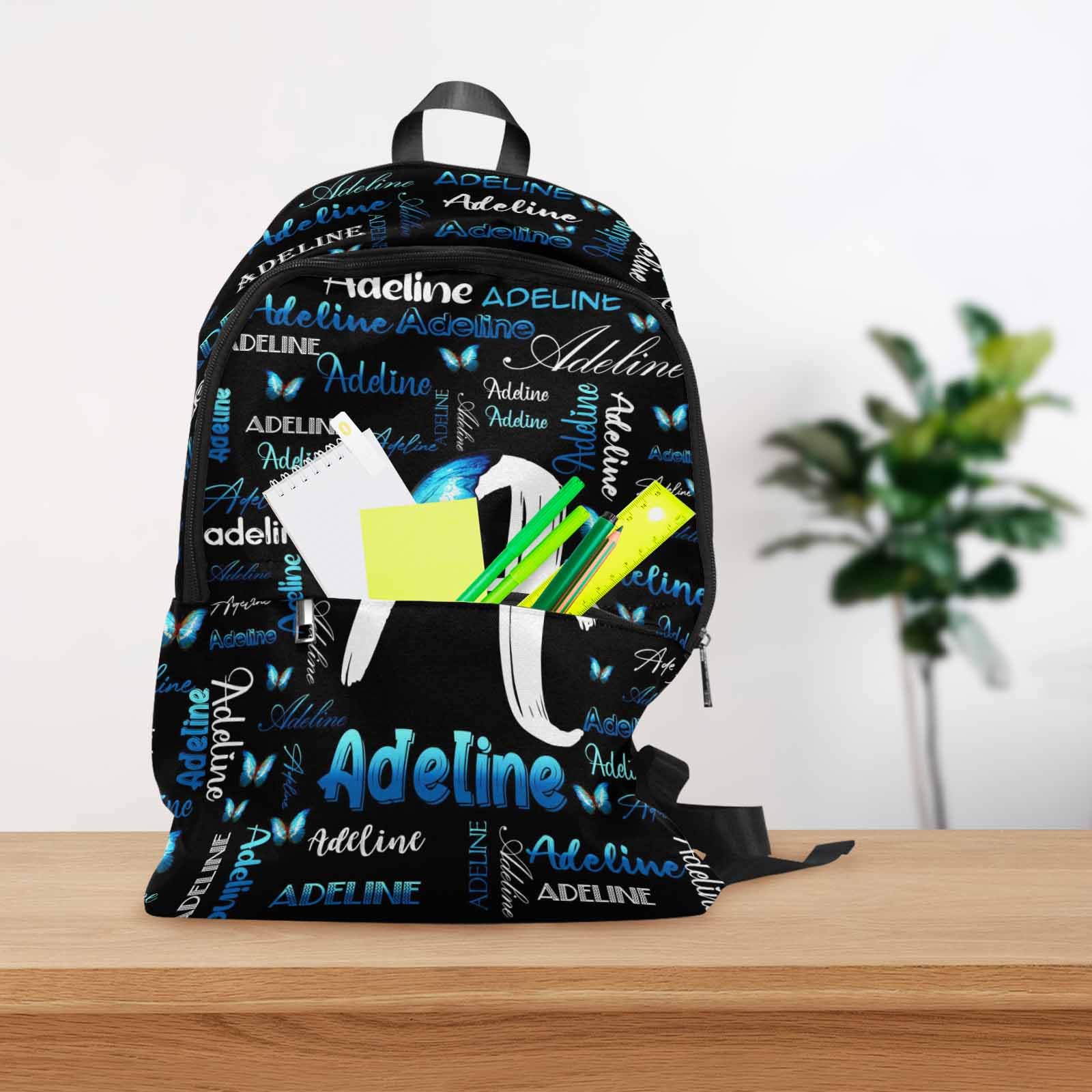 Custom Kids Backpack with Personalized Name - Blue Initial School Bag for Boys & Girls, Durable Daypack for Travel, School, Picnic & Laptop Use | Perfect Gift for Daughter, Son & Teens