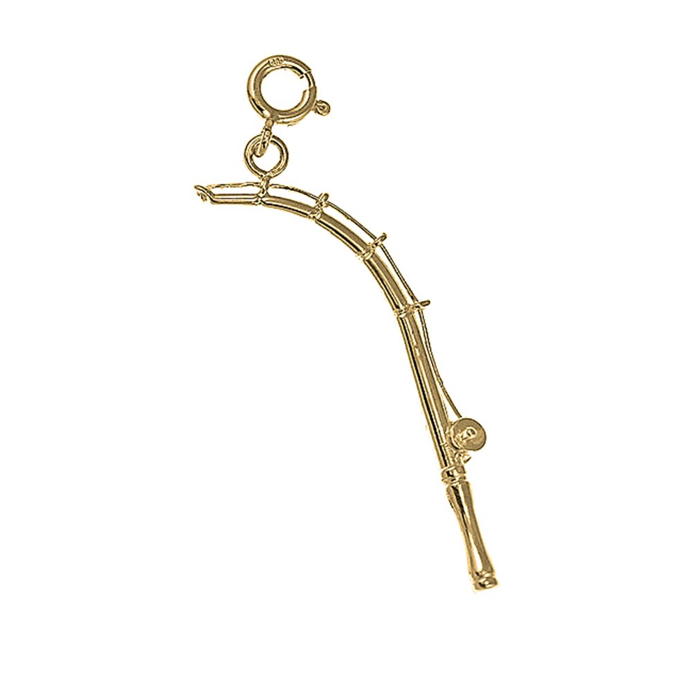 18K Yellow Gold 3D Fishing Pole Pendant Necklace - Handcrafted in USA - Perfect Gift for Anglers & Fishing Enthusiasts - Ideal for Birthdays, Anniversaries & Outdoor Adventures