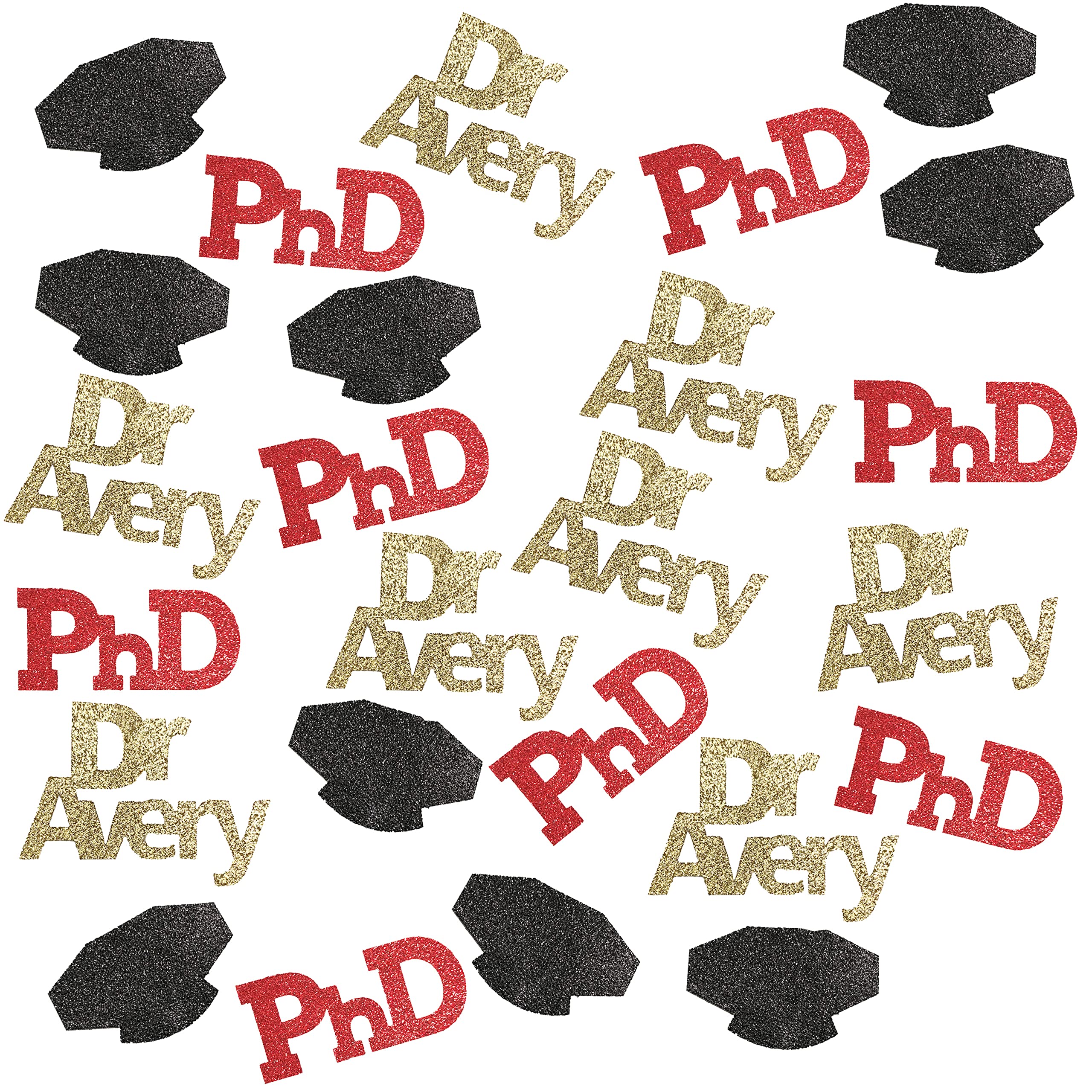 PhD Graduation Confetti Set - 25 Pieces with Doctoral Tam & Custom Name - Perfect for Doctor of Philosophy Graduation Decor (Husband/Wife/Grad) - Great for Graduation Parties, Photo Booths & Academic Celebrations