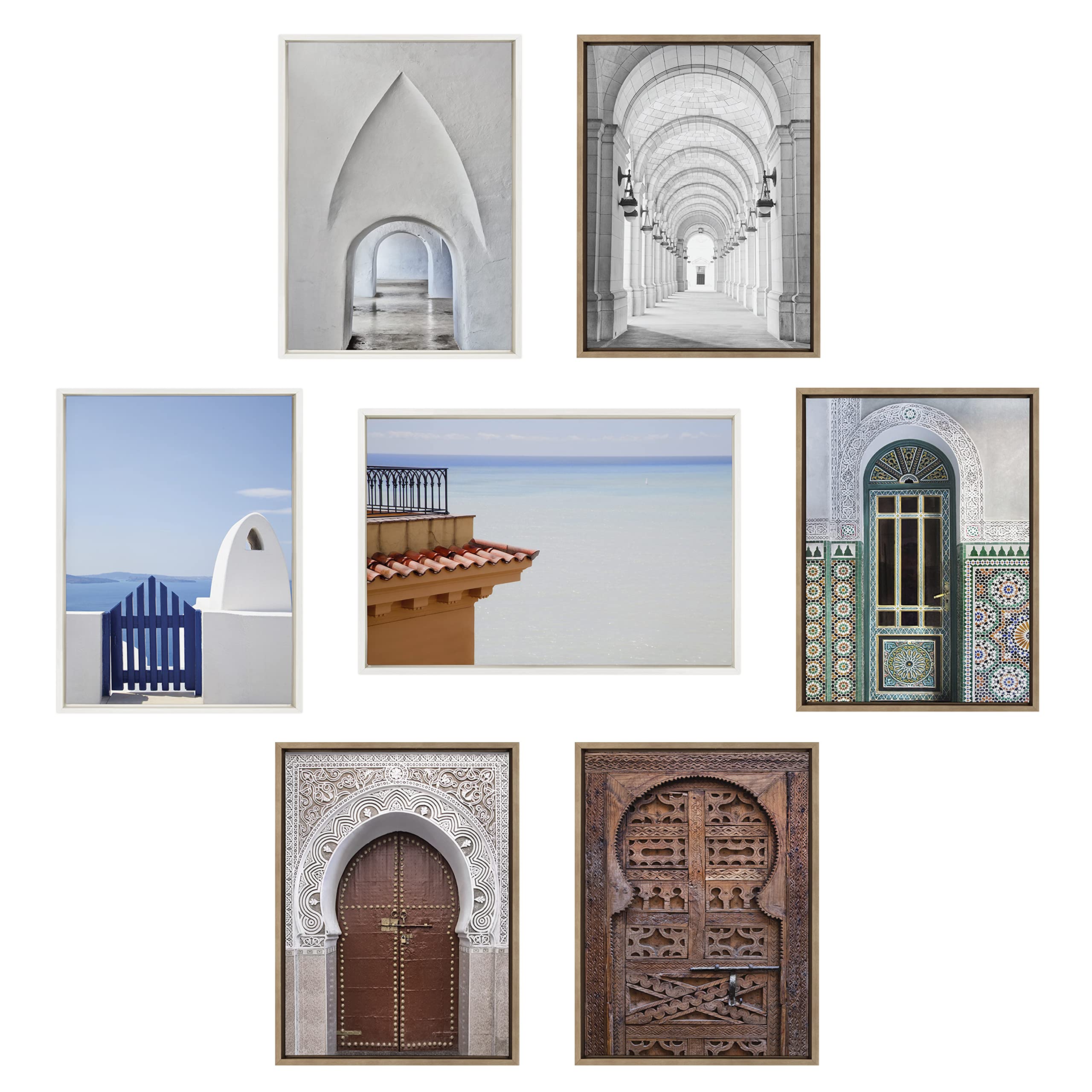 Kate & Laurel Sylvie Through Old San Juan Framed Canvas Wall Art - 23x33 Inch White Neutral Travel-Themed Home Decor | Perfect for Living Room, Bedroom & Office Wall Decor