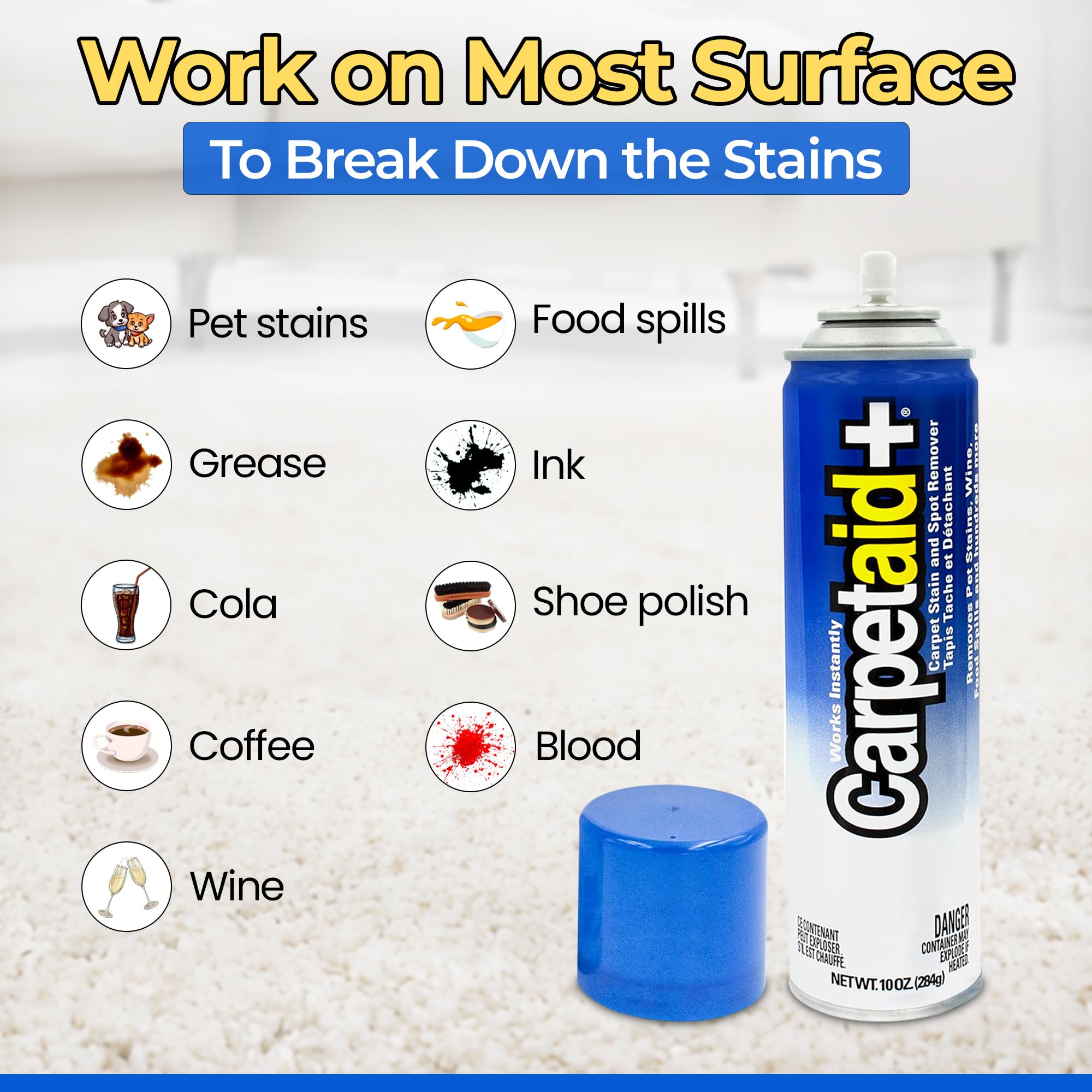 Powerful Carpet Stain Remover Spray - 2 Pack | Deep Cleaning Formula for Pet Stains, Wine Spots, Oil & Dirt | Upholstery & Carpet Cleaner for Tough Stains | Perfect for Home, Office & Pet Owners