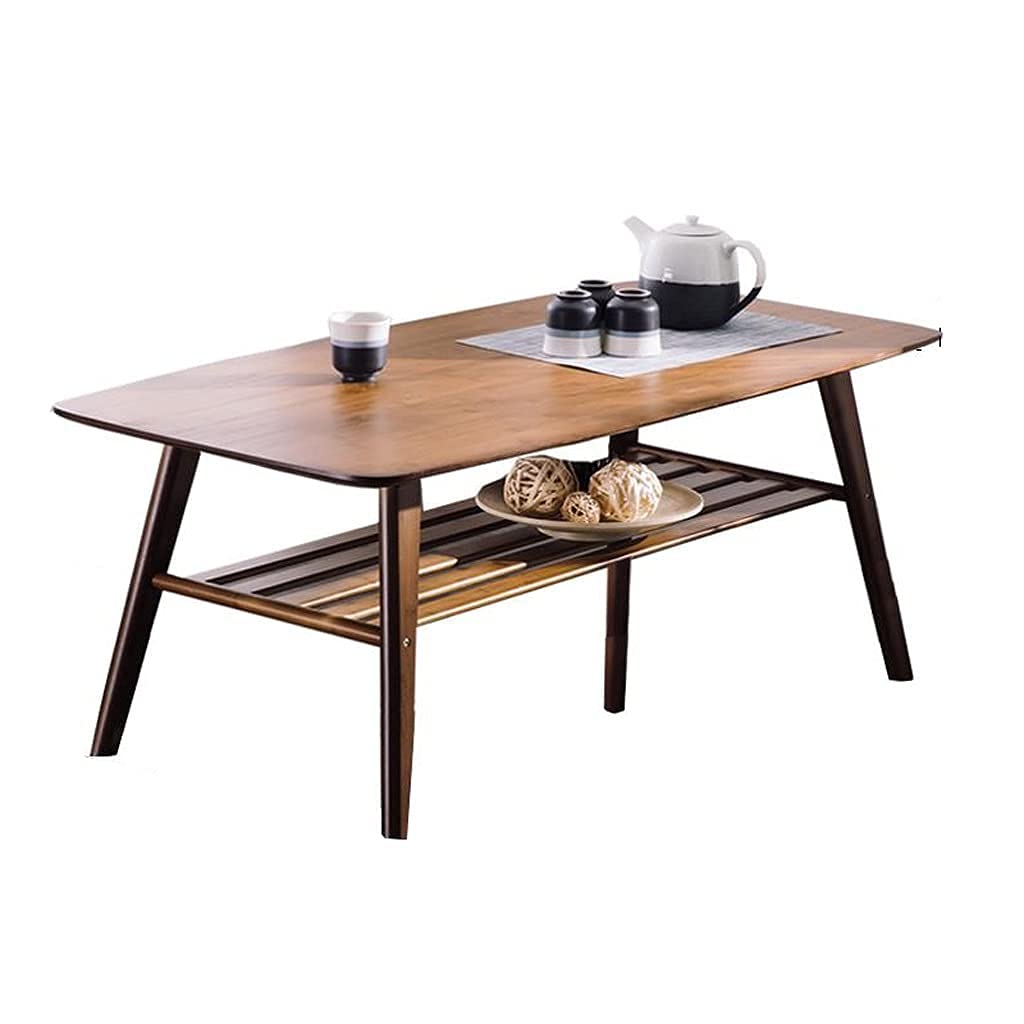 Saifei Natural Bamboo Retro Coffee Table - Industrial Style Cocktail Table with Storage Shelf for Living Room, Bedroom & Lounge | Perfect as TV Stand, Tea Table & Sofa Side Table