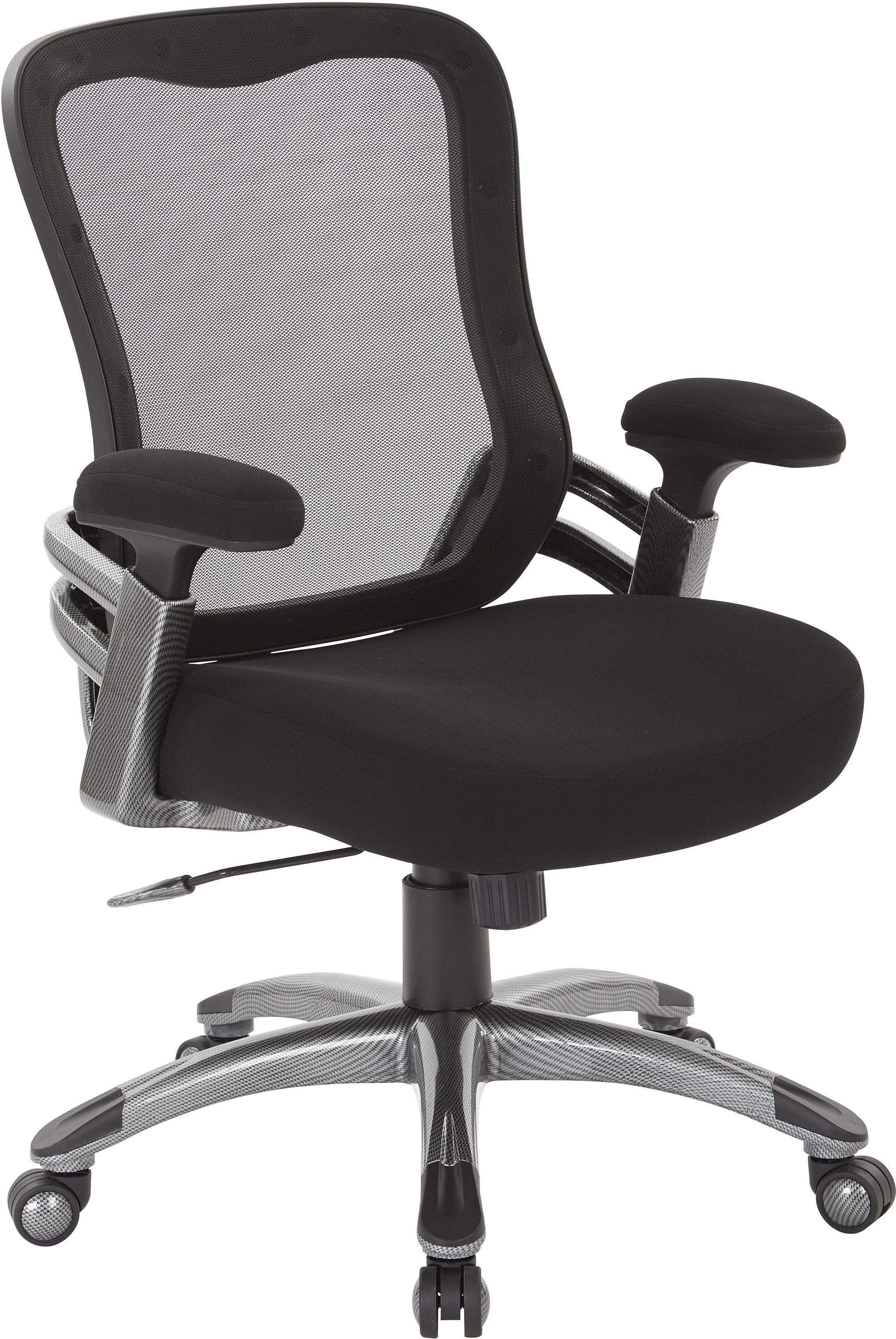 Office Star Faux Leather Mesh Back Manager’s Chair with Adjustable Height & Tilt [EMH6918T] - Ergonomic Office Chair for Home & Business Workspaces
