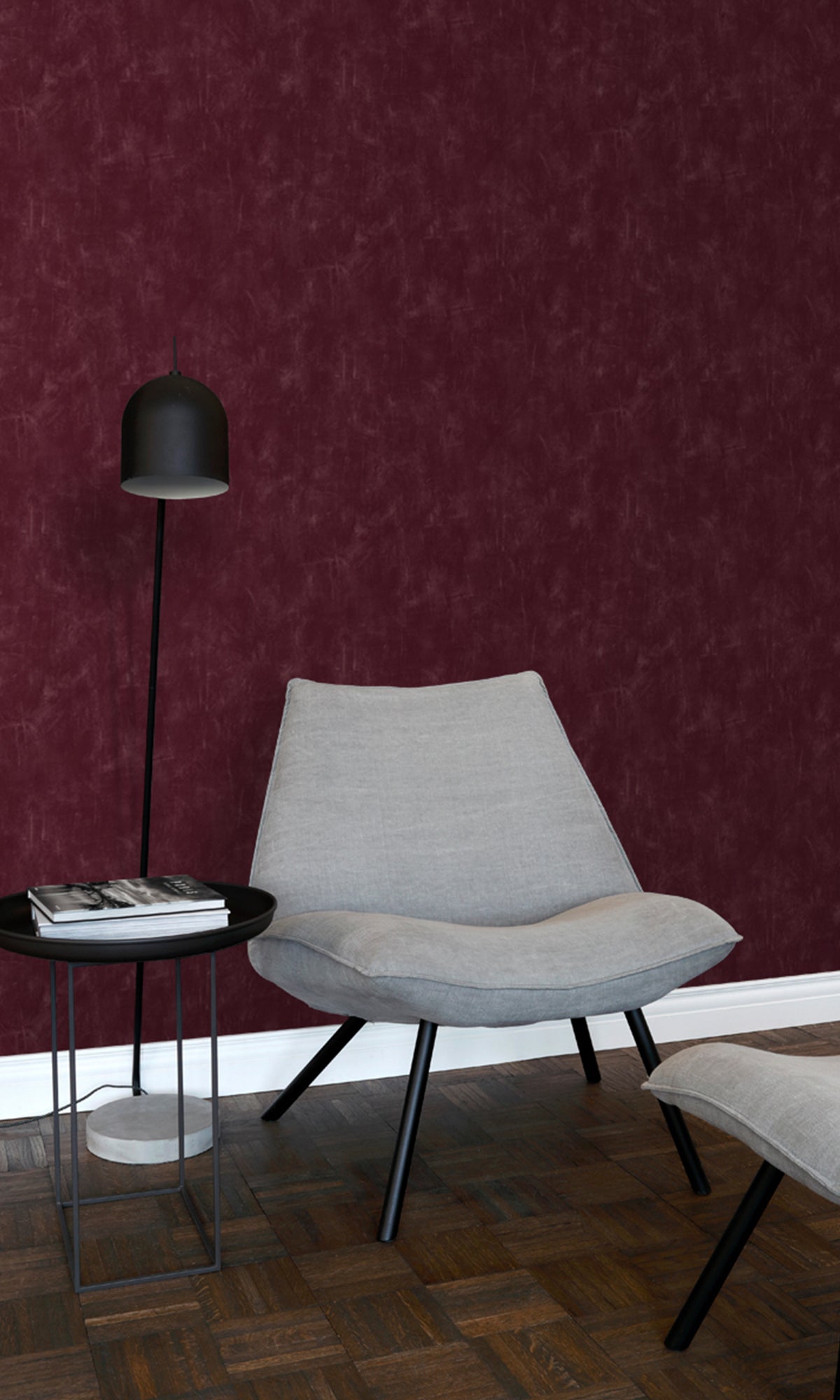 Burgundy Red Painterly Effect Wallpaper R9416 - Elegant Textured Wall Covering for Living Room, Bedroom & Home Decor