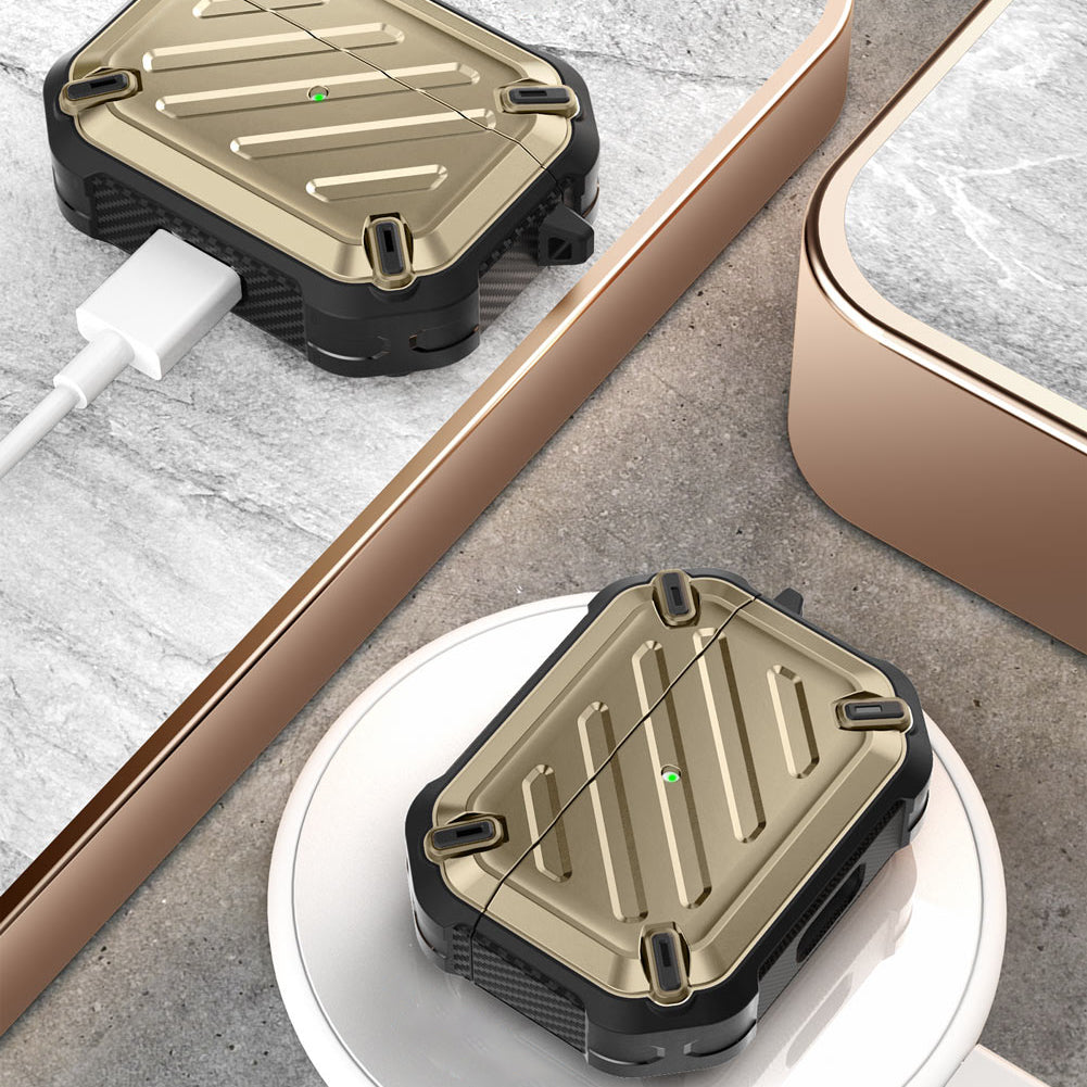 Apple AirPods Pro Case - Unicorn Beetle Pro Rugged Protective Cover in Gold | Shockproof & Waterproof for Outdoor Sports, Travel & Daily Use