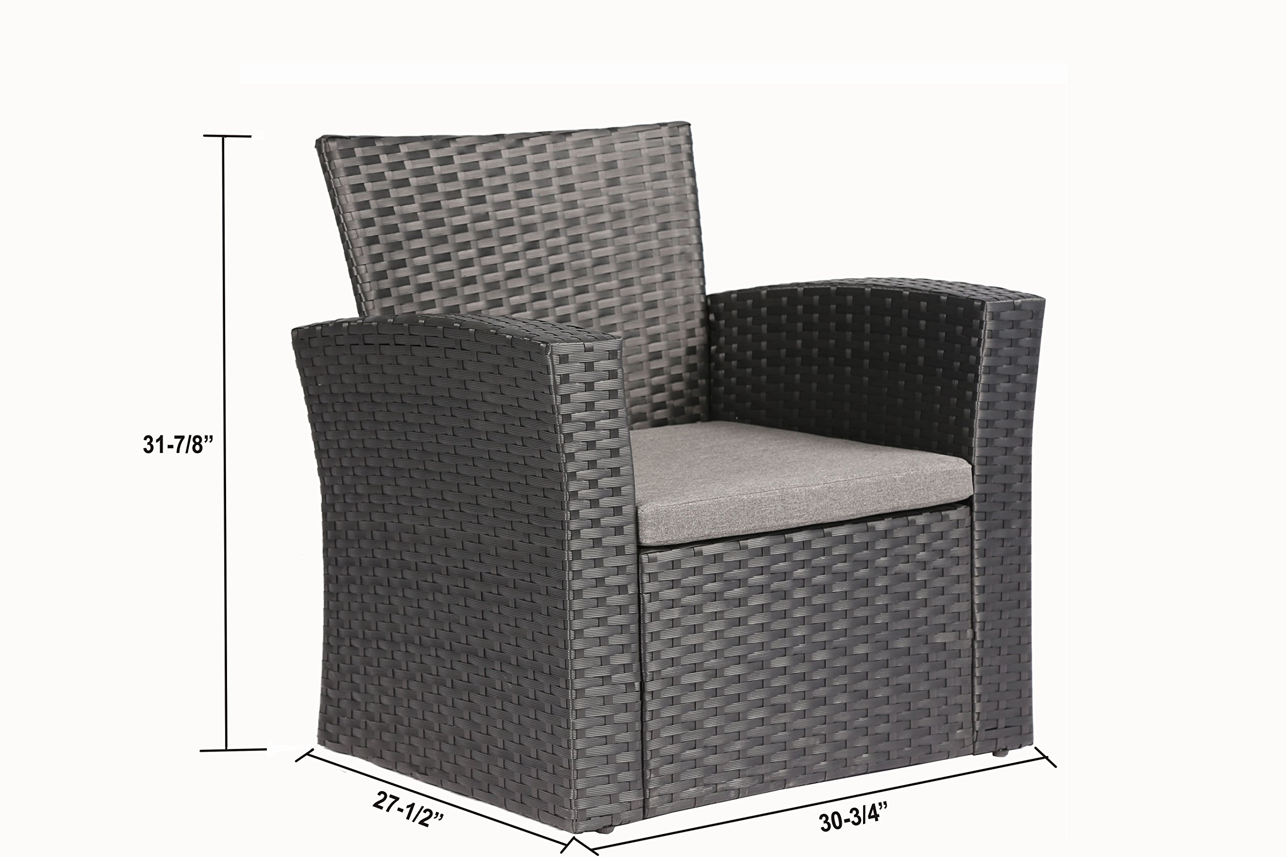 4-Piece Outdoor Patio Furniture Set - PE Rattan Wicker Garden Chairs with Cushions, Black - Perfect for Backyard, Poolside & Terrace Relaxation
