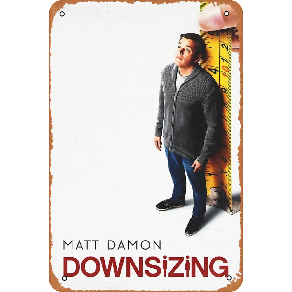 Downsizing Movie Poster - Vintage Tin Metal Sign 8x12 Inch - Retro Wall Art Decor for Home Theater, Man Cave, Movie Room & Office