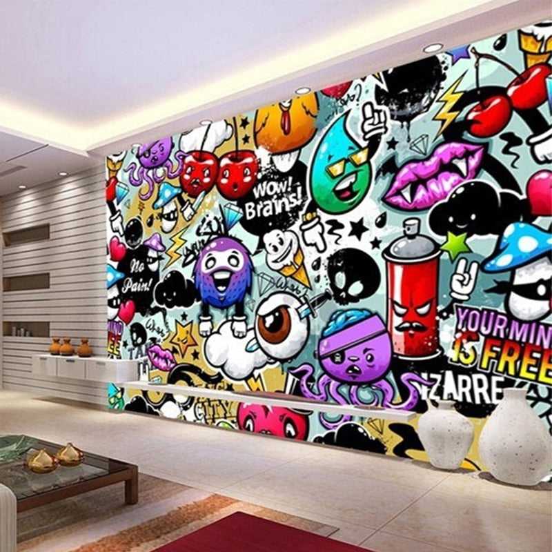 Urban Expression Graffiti Art Wallpaper - Modern Street Art Wall Decals for Home & Office Decor | Perfect for Bedroom, Living Room, and Creative Spaces