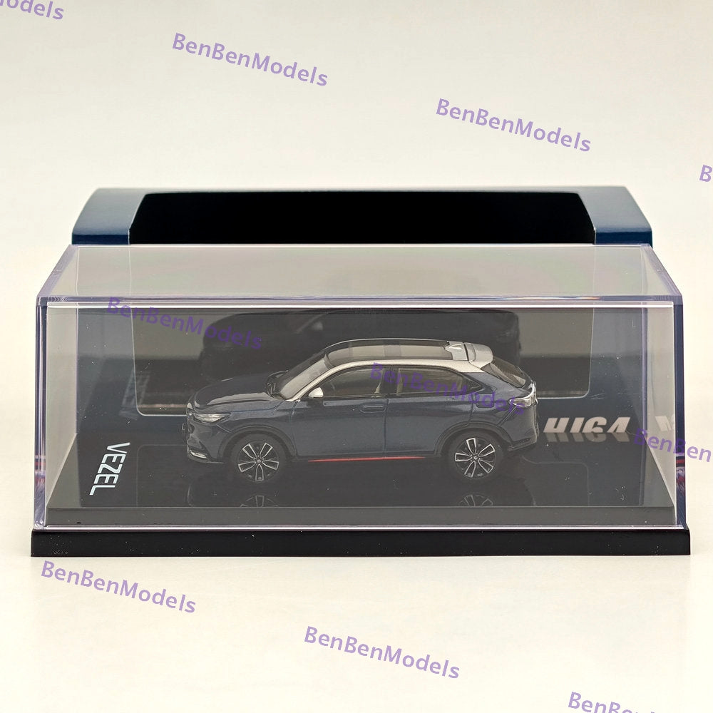1/64 Scale Hobby Japan VEZEL e:HEV PLaY Midnight Blue Beam Metallic Diecast Car Model HJ642071BL - Perfect for Collectors, Display & Racing Scenes