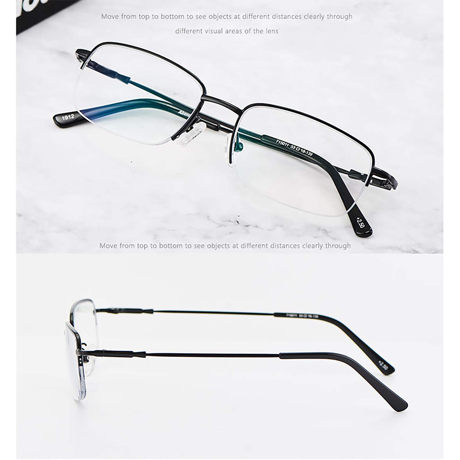 Blue Light Blocking Reading Glasses - Anti-Glare & Anti-Eyestrain Computer Glasses for Men & Women - Fashion Progressive Multifocal Eyewear for Near & Far Vision - +1.5 Strength Black Frames - Perfect for Office Work, Screen Time & Daily Reading