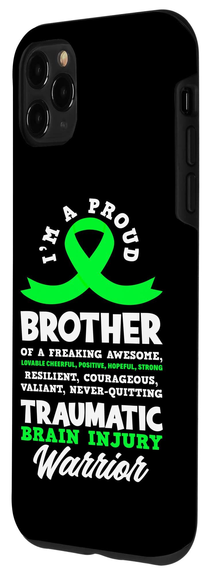 iPhone 11 Pro Max Case - Premium Protective Cover with 'Proud Brother' & Traumatic Brain Injury Awareness Design | Perfect for Daily Use, Work & Showing Support