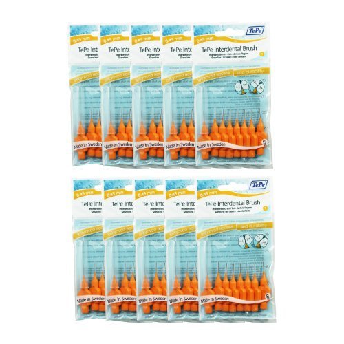 TePe Interdental Brushes 0.45mm - 80 Count (10 Packs of 8) | Ultra-Soft Dental Cleaning Brushes for Tight Gaps | Perfect for Braces, Bridges & Gum Care
