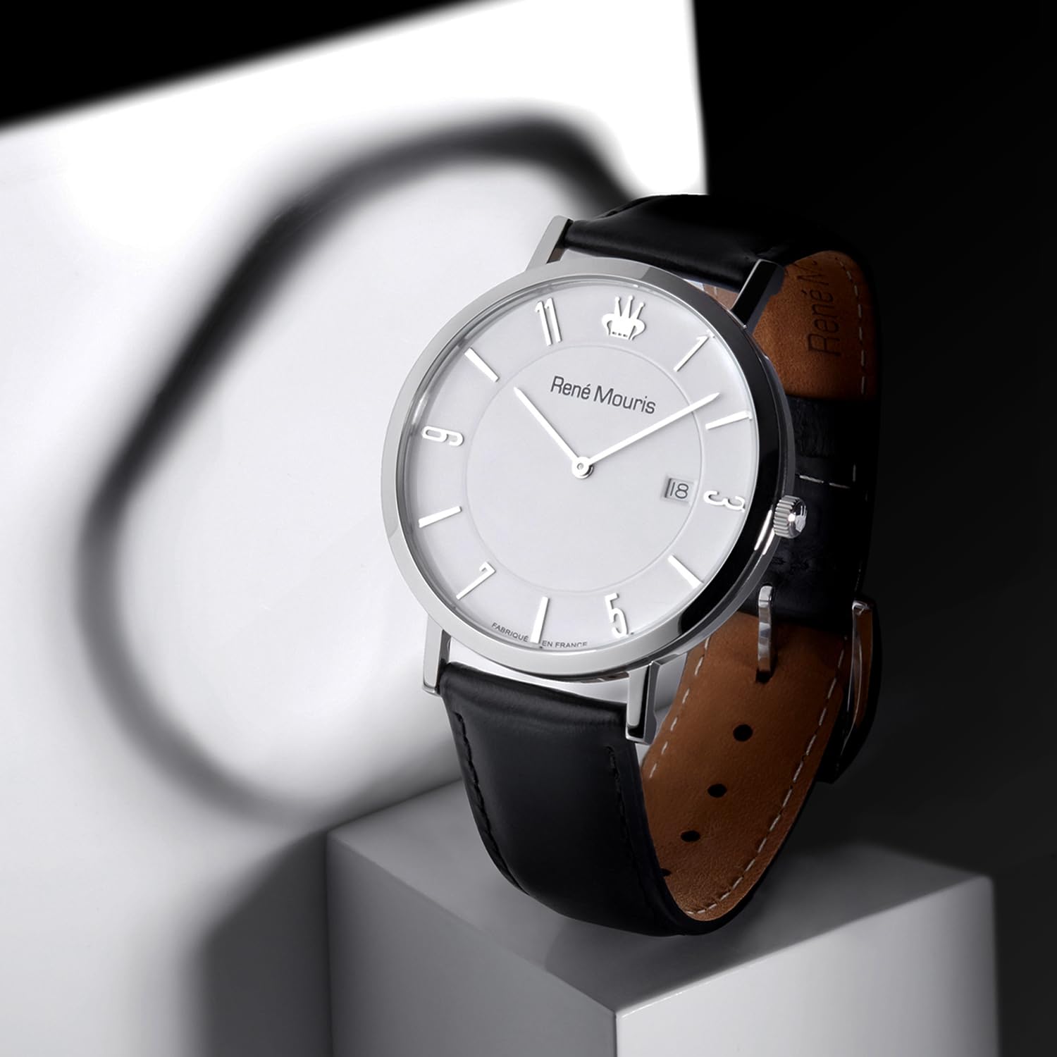 René Mouris L'Emporter Men's Quartz Watch - 41mm 316L Stainless Steel Case, Sapphire Coated Mineral Crystal, 50M Waterproof with Italian Leather Strap | Classic Dress Watch for Business, Office & Formal Occasions