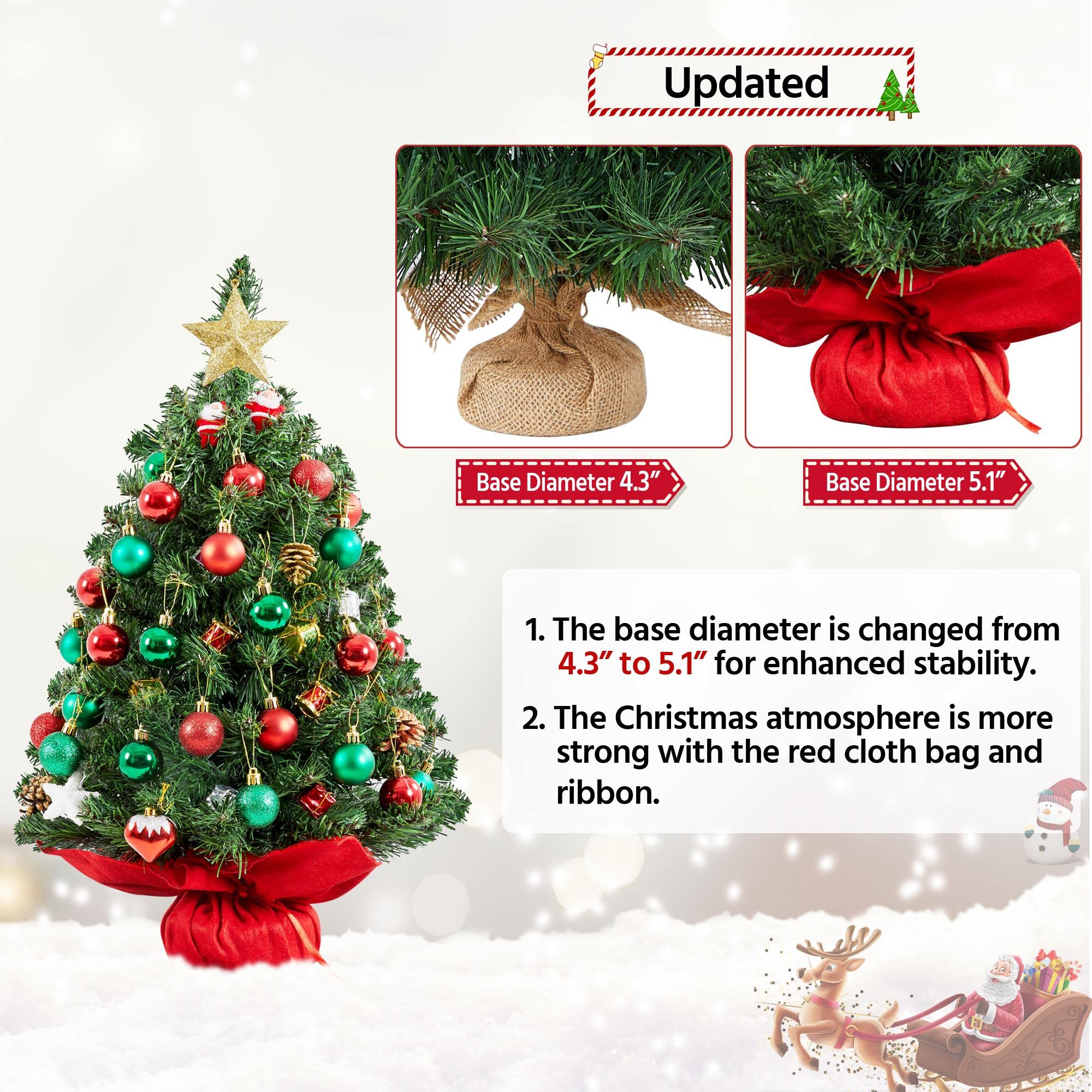 Yaheetech 24 Inch Mini Artificial Christmas Tree Set with Cloth Bag Base - 2 Pack Small Tabletop Xmas Trees for Home, Office, Bedroom, Desk, Porch & Coffee Table Decor - Perfect for Holiday, Christmas Party & Festive Decorations