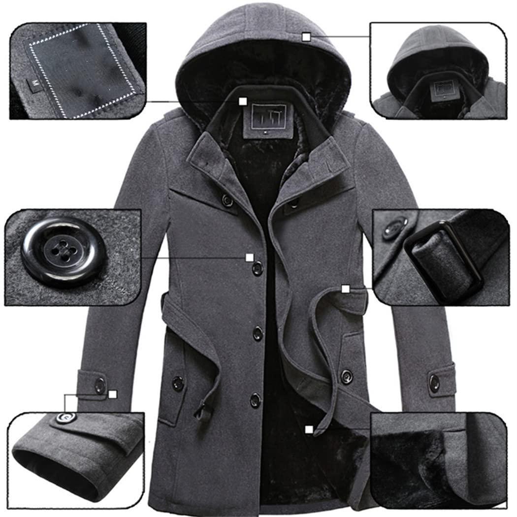 Men's Winter Trench Coat - Long Wool Overcoat with Thick Warm Lining | Water-Resistant Outerwear for Business, Office & Formal Occasions