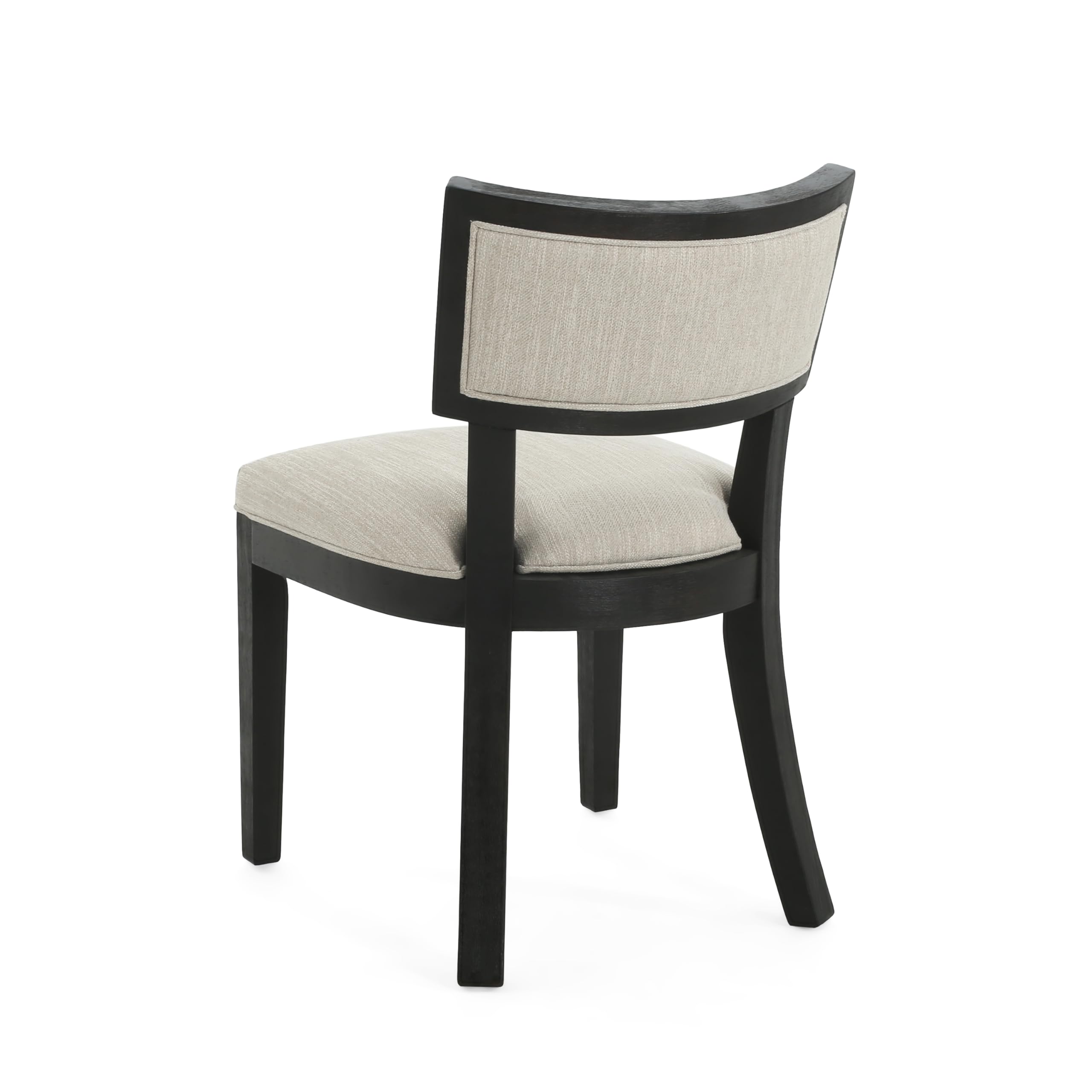 Christopher Knight Home Set of 2 Fabric Upholstered Armless Dining Chairs with Rubberwood Legs & King Louis Back - Wood Frame Soft Chairs for Dining Room, Kitchen, Restaurant - Brown & Beige - Perfect for Home Decor, Small Spaces & Elegant Dining Settings
