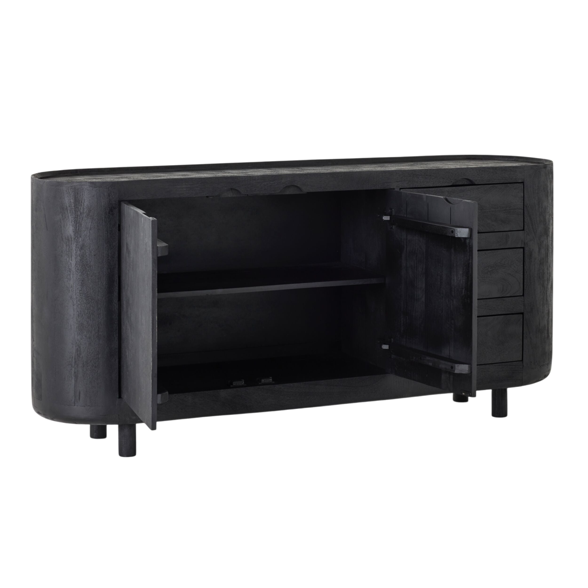 Modern Aurora Sideboard with 3 Drawers - Black Wooden Buffet Cabinet for Dining Room & Living Room Storage | Perfect for Home Decor & Organization