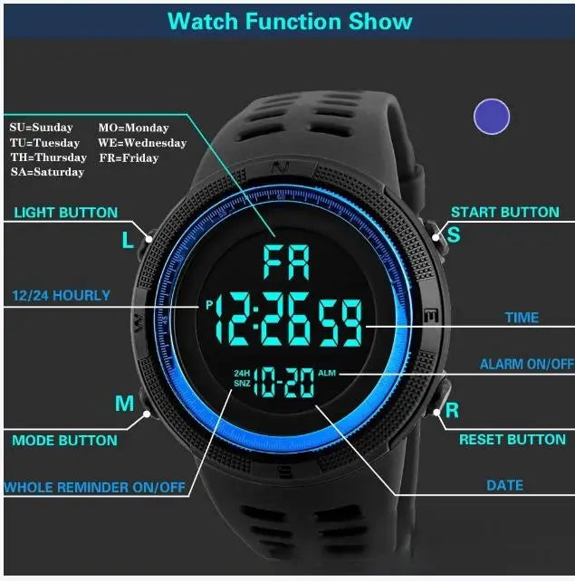Digital Electronic Watch for Men & Women - Waterproof Smart Watch with Fitness Tracker, Heart Rate Monitor, Sleep Tracking - Perfect for Running, Workouts & Daily Use