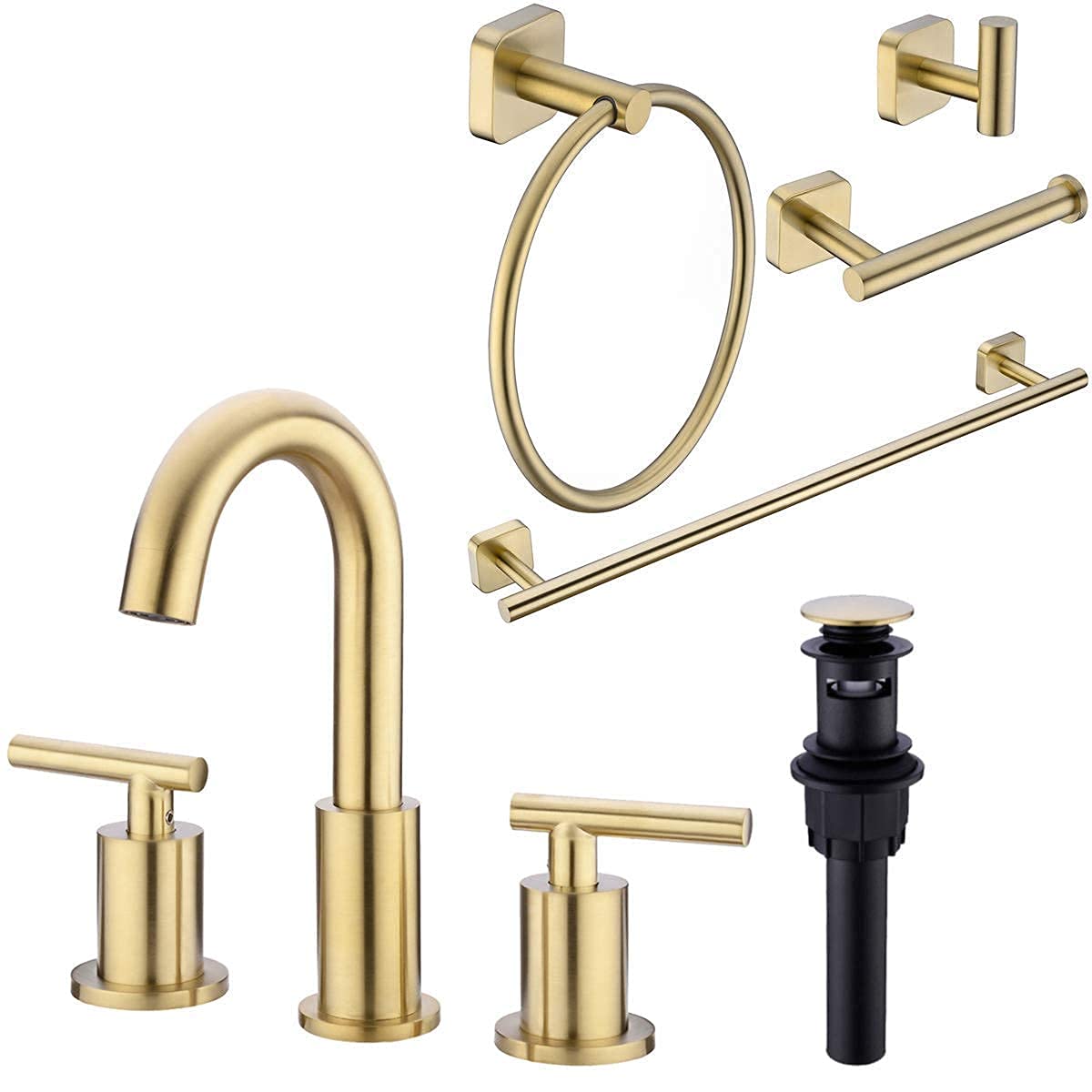 Brushed Gold Bathroom Faucet Set - 2 Handle 8