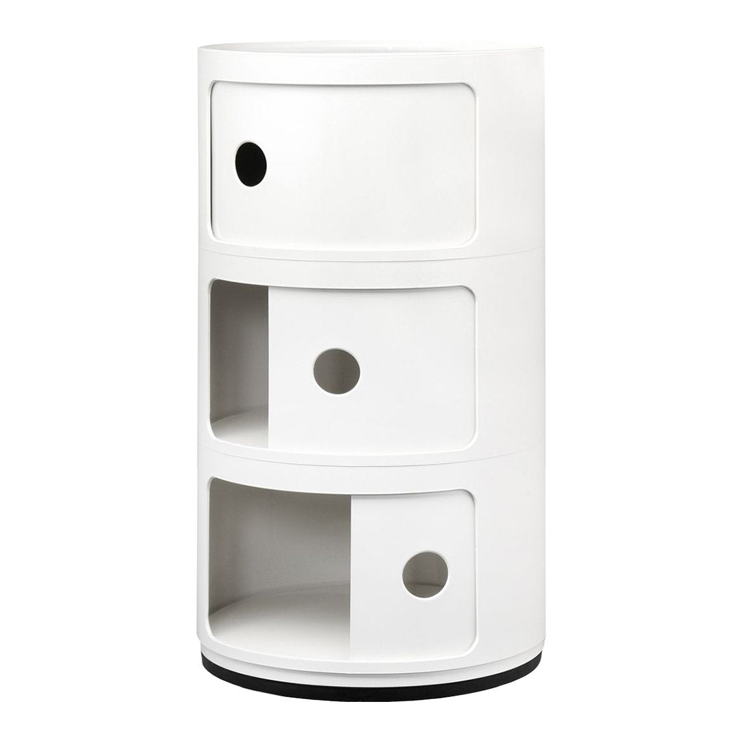 Componibili Round 3-Door Storage Tower - Modern Modular Organizer for Bedroom, Living Room & Office - Space-Saving Furniture Solution