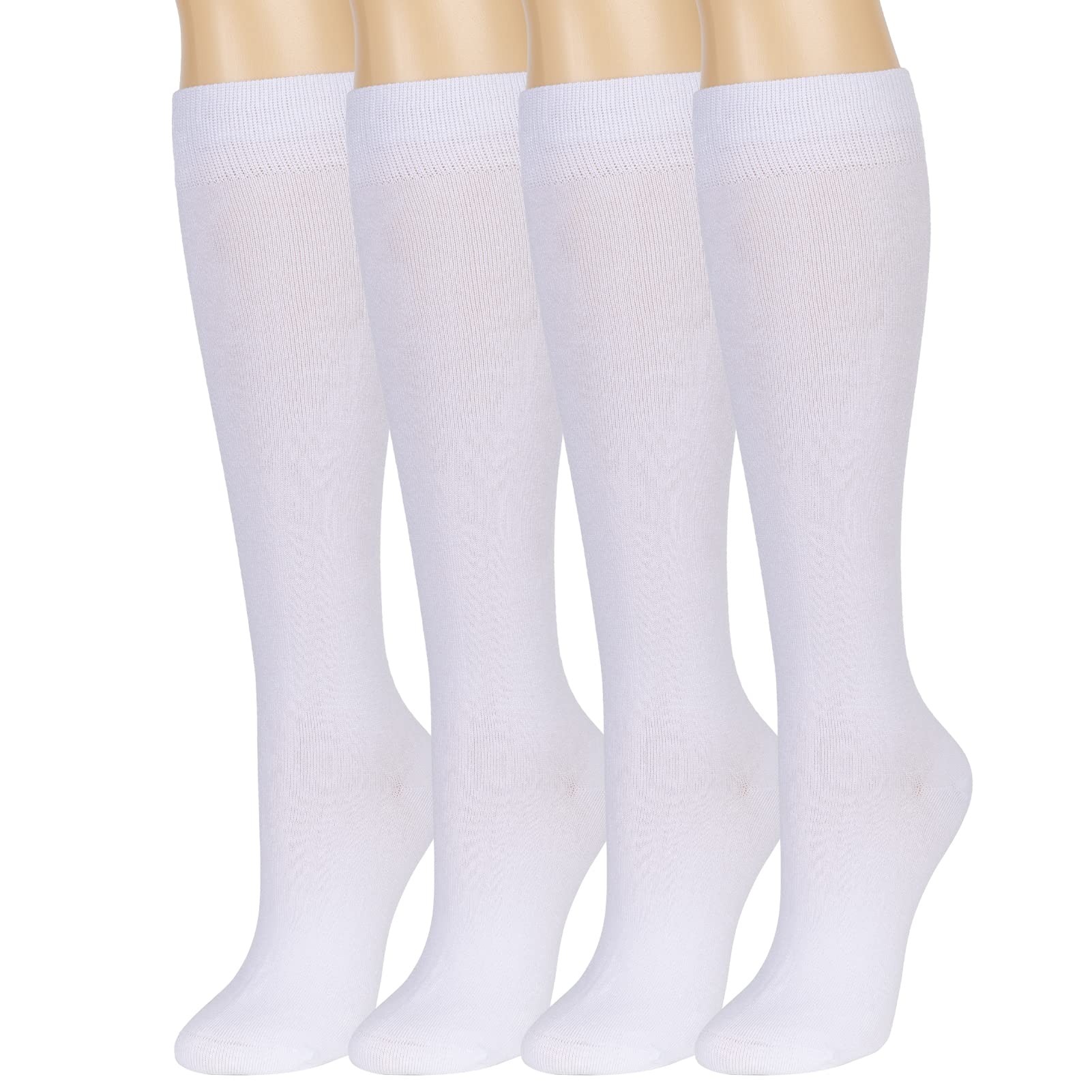 4 Pair Bamboo Knee High Socks for Women - Thin Casual Dress Socks, Breathable Lightweight Stockings for Daily Wear, Work, Yoga & Outfits
