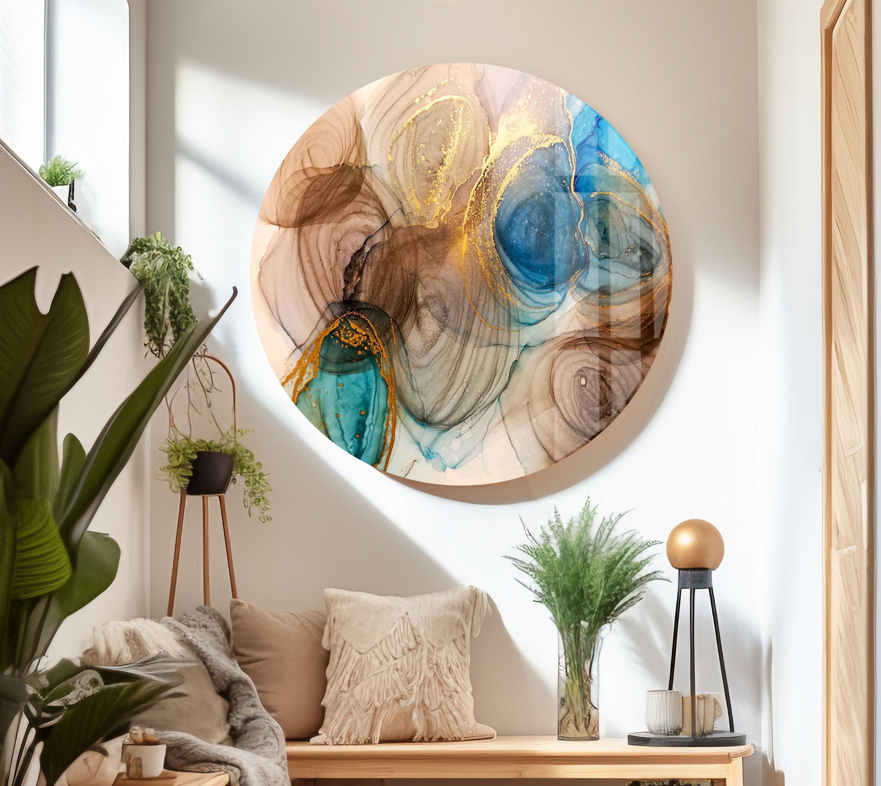 Vibrant Oil Water Abstract Glass Wall Art - Modern Home Decor for Living Room, Bedroom & Office