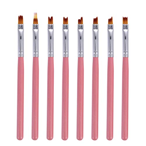 8pcs Acrylic Nail Art Brush Set - Professional Nail Polish Cleaning Brush, Dotting Pen, Smile & Half Moon Shape Tools for DIY Petal Flower Painting - Perfect for Salon, Home Manicure & Nail Art Design