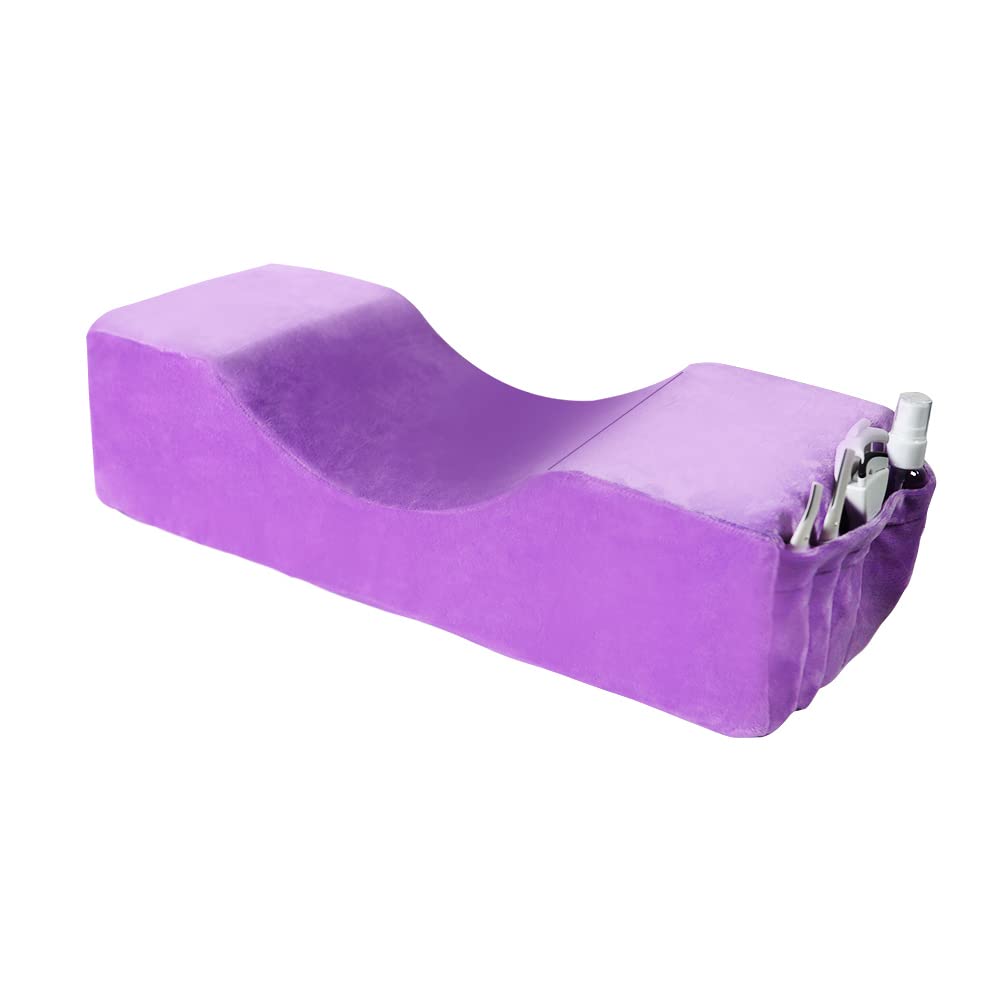 Professional Velvet Memory Foam Eyelash Extension Neck Pillow - Ergonomic Support for Lash Technicians & Clients, Beauty Salon Comfort (Purple) | Perfect for Lash Extensions, Microblading & Spa Treatments