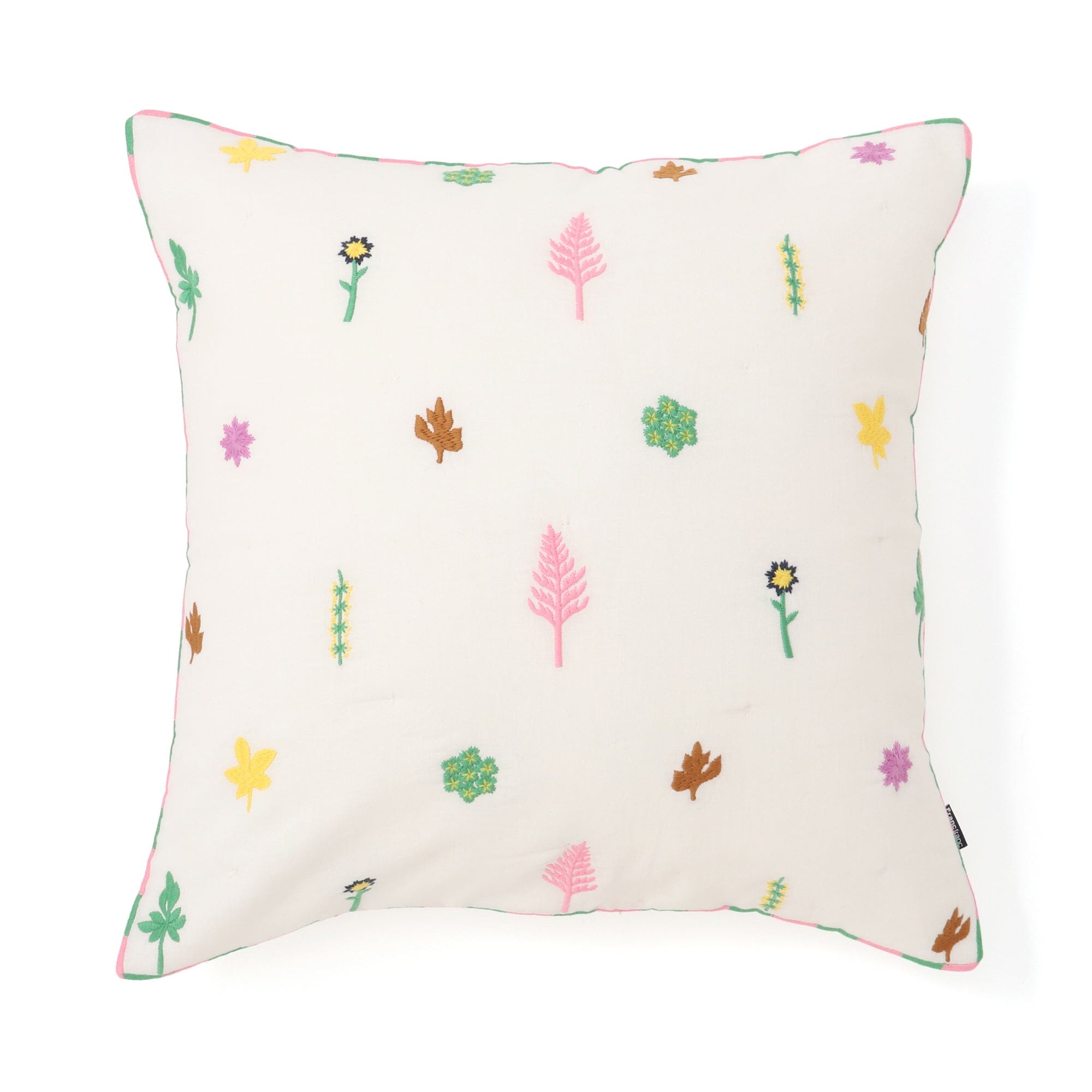 Embroidered Plant Pattern Cushion Cover 45x45cm - Boho Home Decor for Living Room, Bedroom & Outdoor Use
