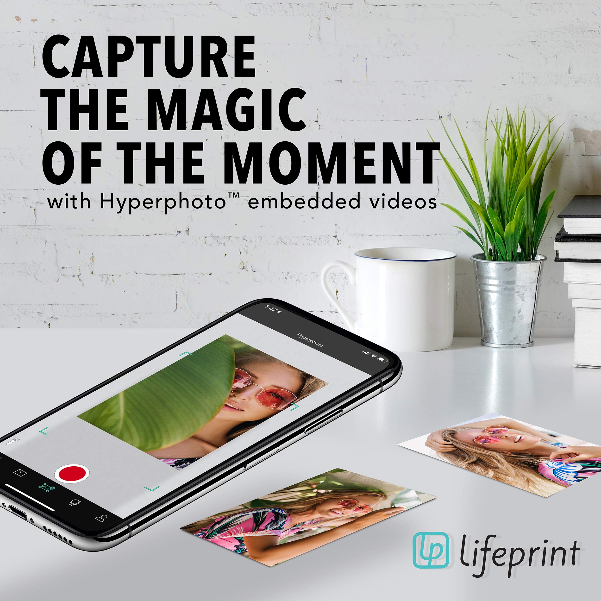 Lifeprint Ultra Slim Bluetooth Photo Printer - Portable Instant Printer for iPhone, Print Photos, Videos & GIFs with Video Embed Technology | Perfect for Travel, Parties & Social Media Sharing (White)